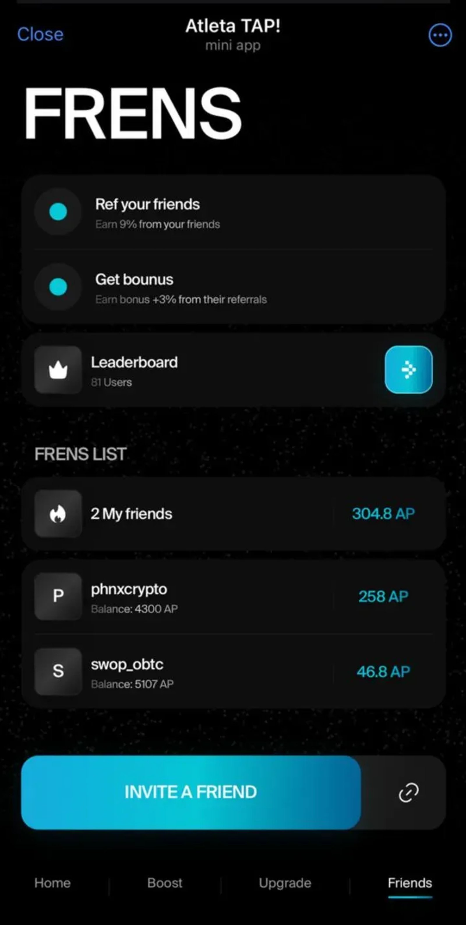 Atleta TAP! в Телеграм — скриншот 1