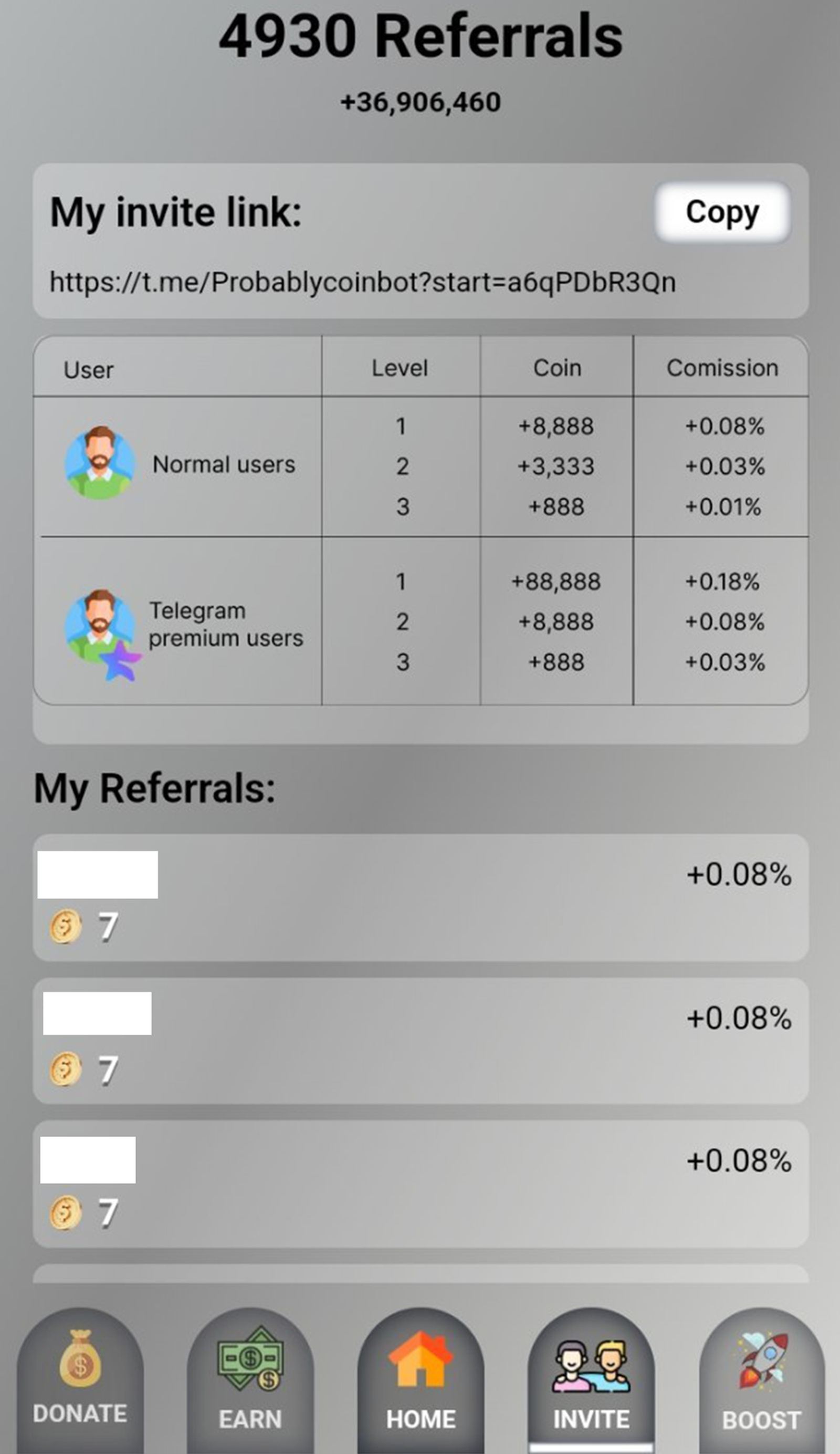 Probablycoin в Телеграм — скриншот 2