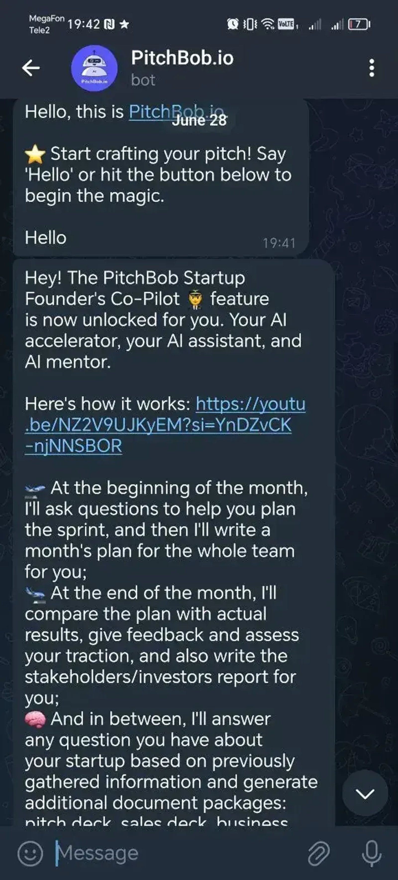 PitchBob.io в Телеграм — скриншот 3