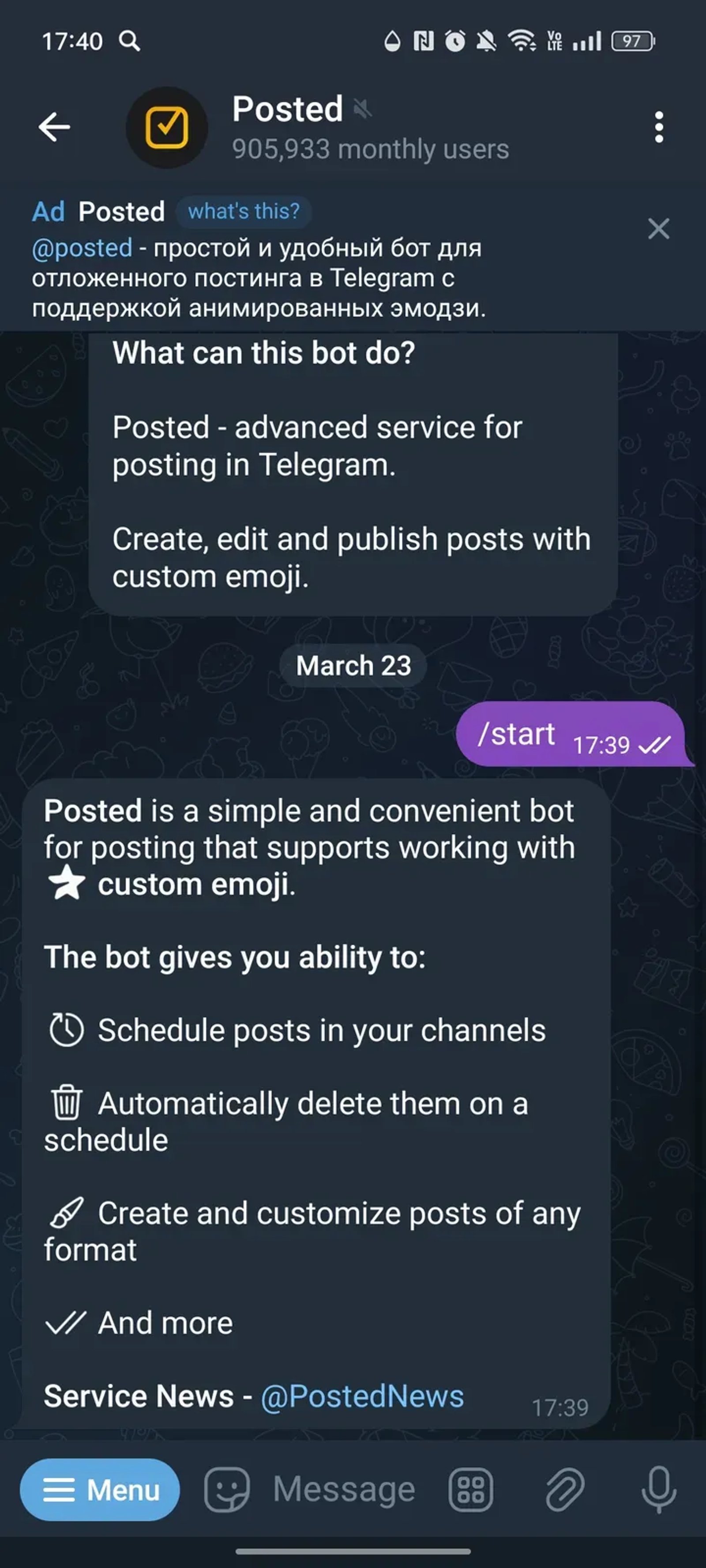 Posted Telegram Screenshot 2