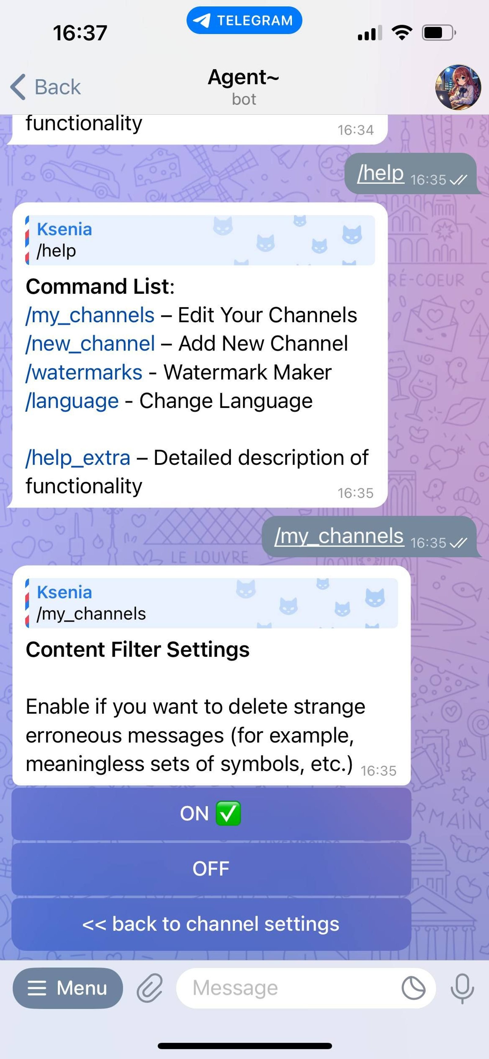 Agent~ Telegram Screenshot 2