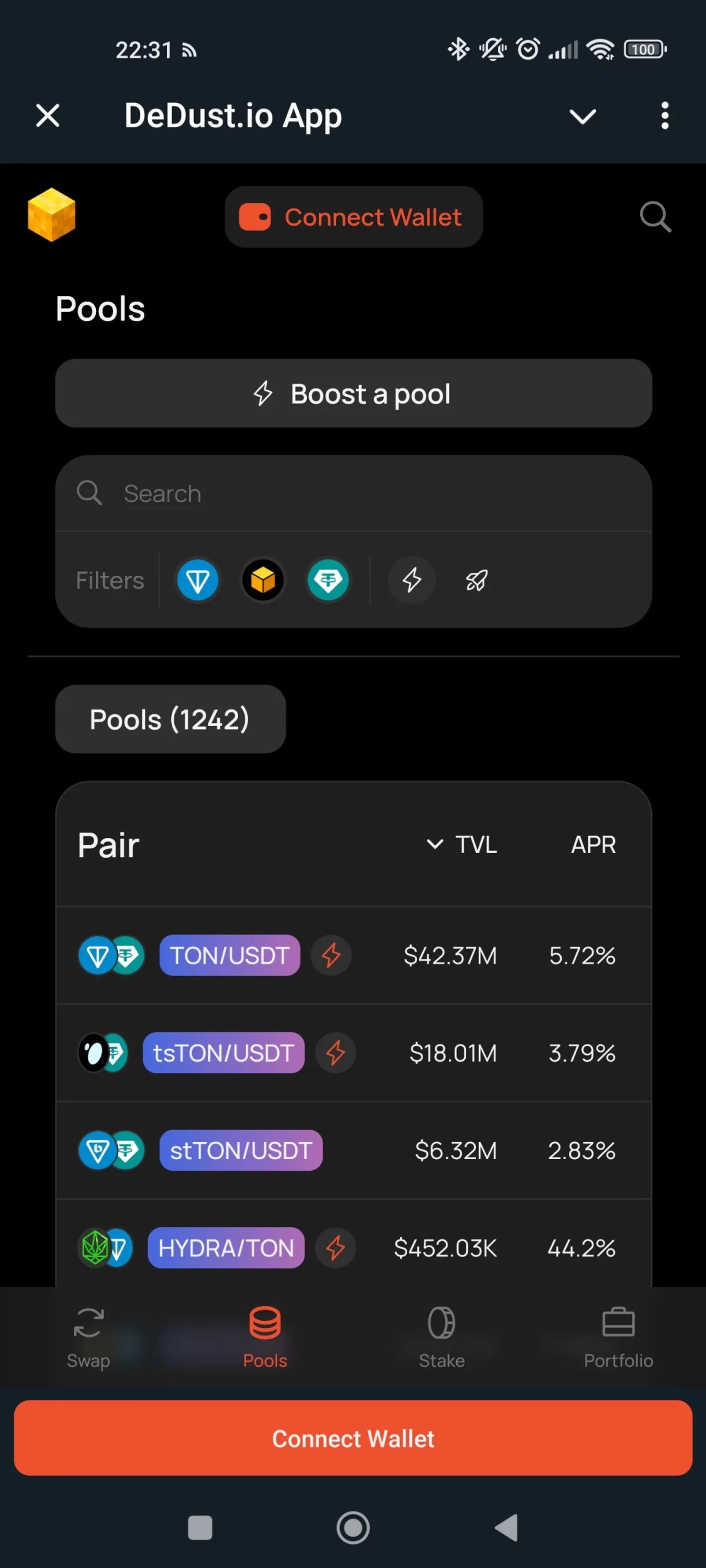 DeDust io Список