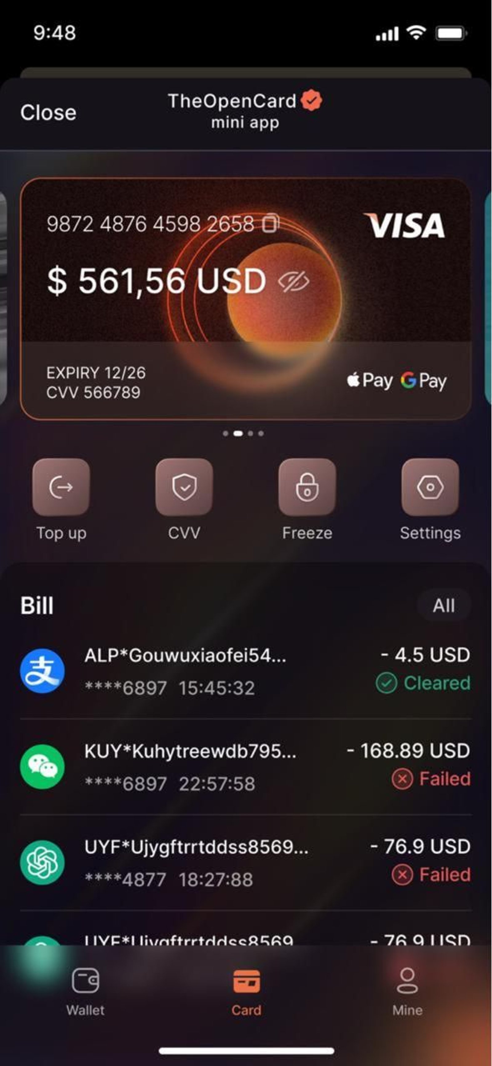 TheOpenCard Telegram Screenshot 2