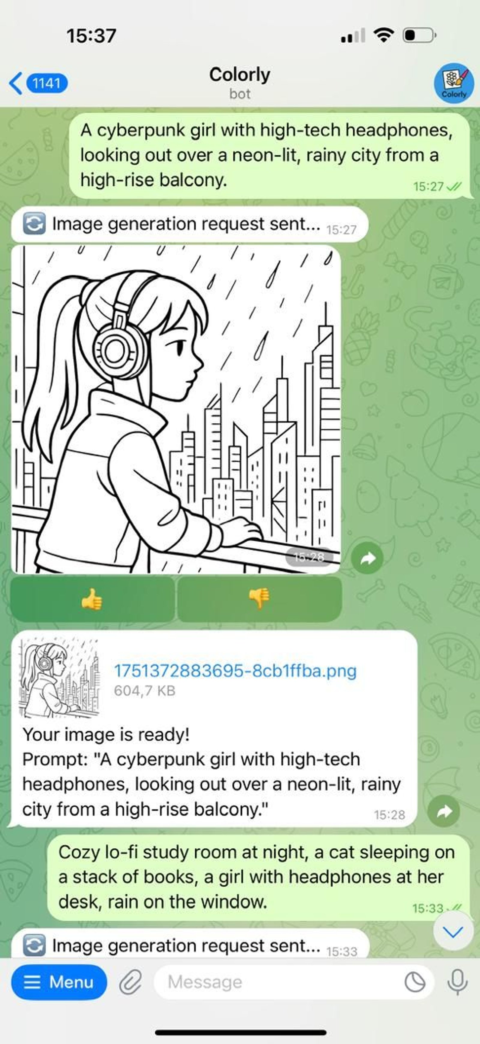 Colorly в Telegram — скриншот 1