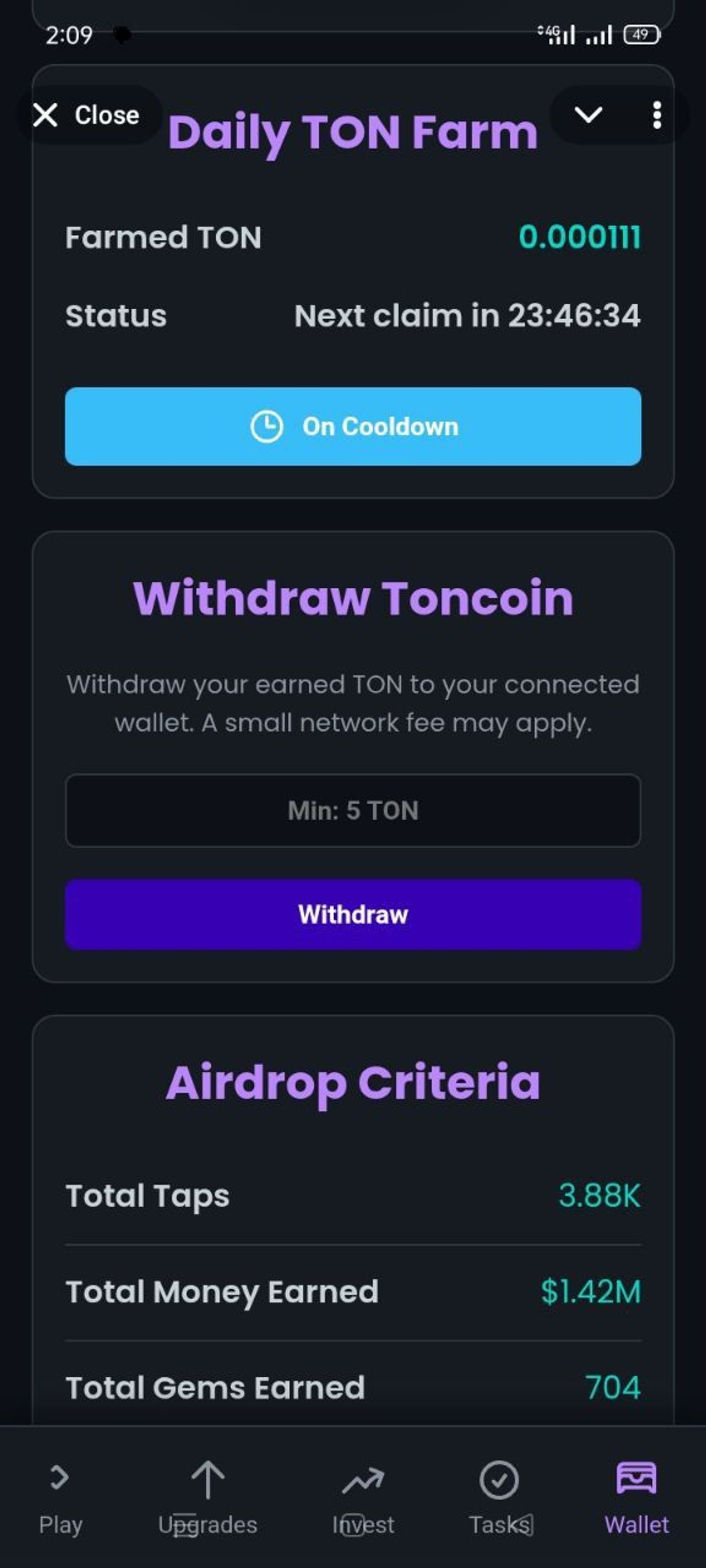 Tap Tycoon в Телеграм — скриншот 5