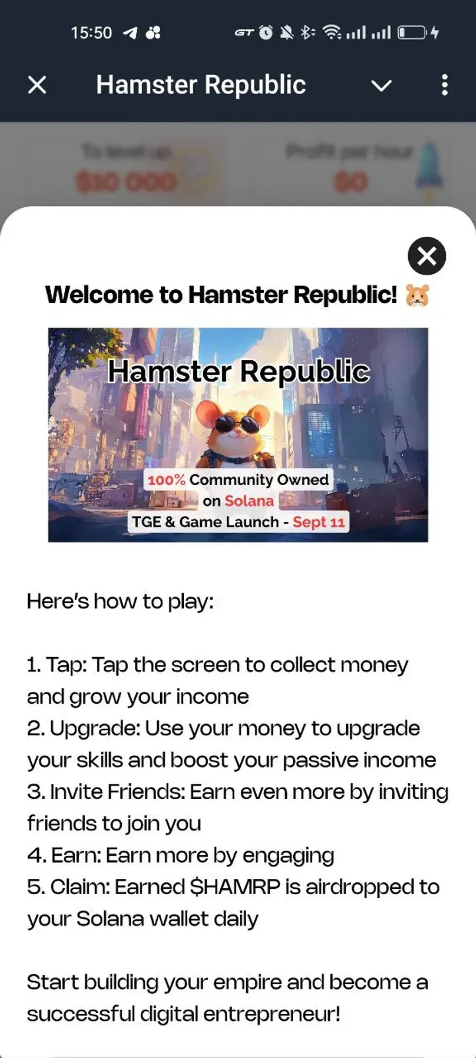 Hamster Republic в Телеграм — скриншот 3