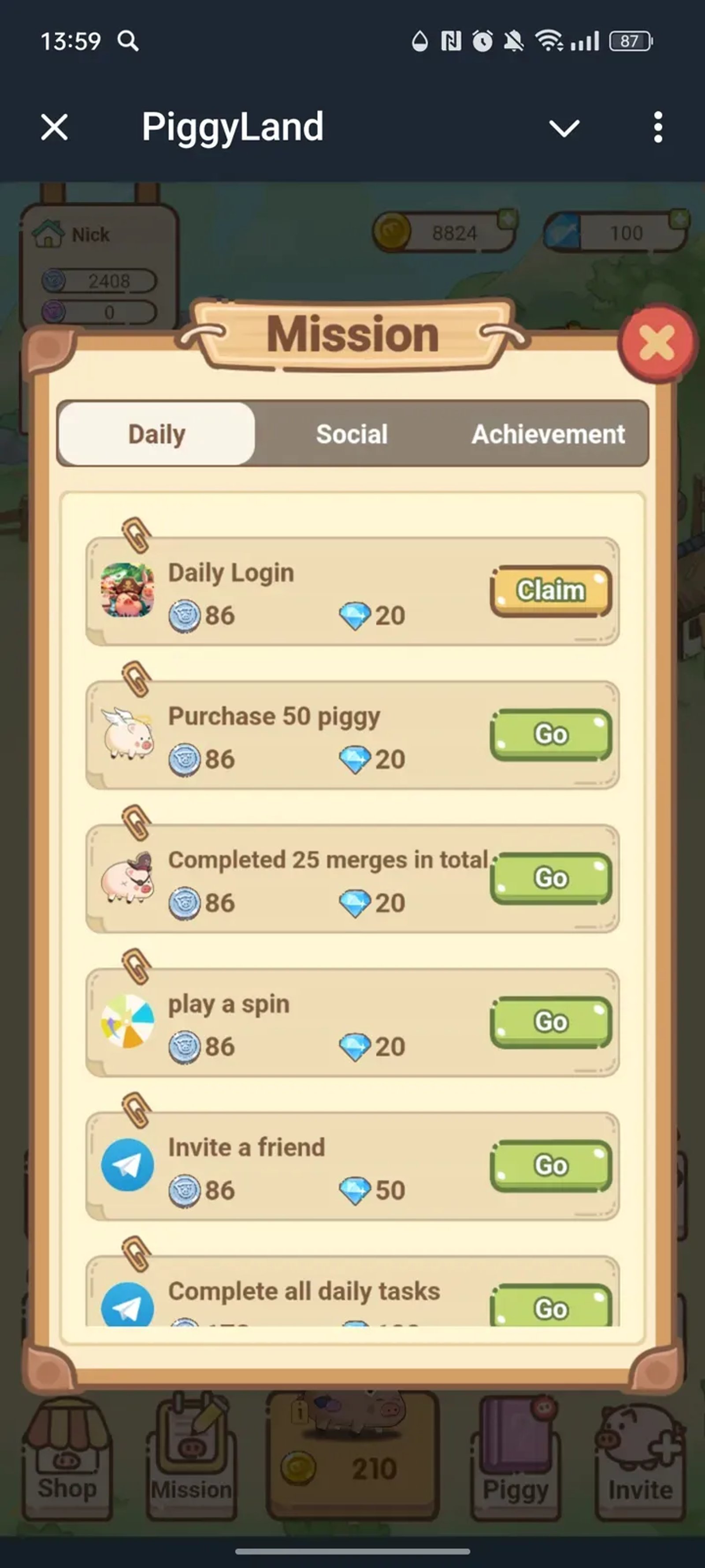 PiggyLand в Телеграм — скриншот 2