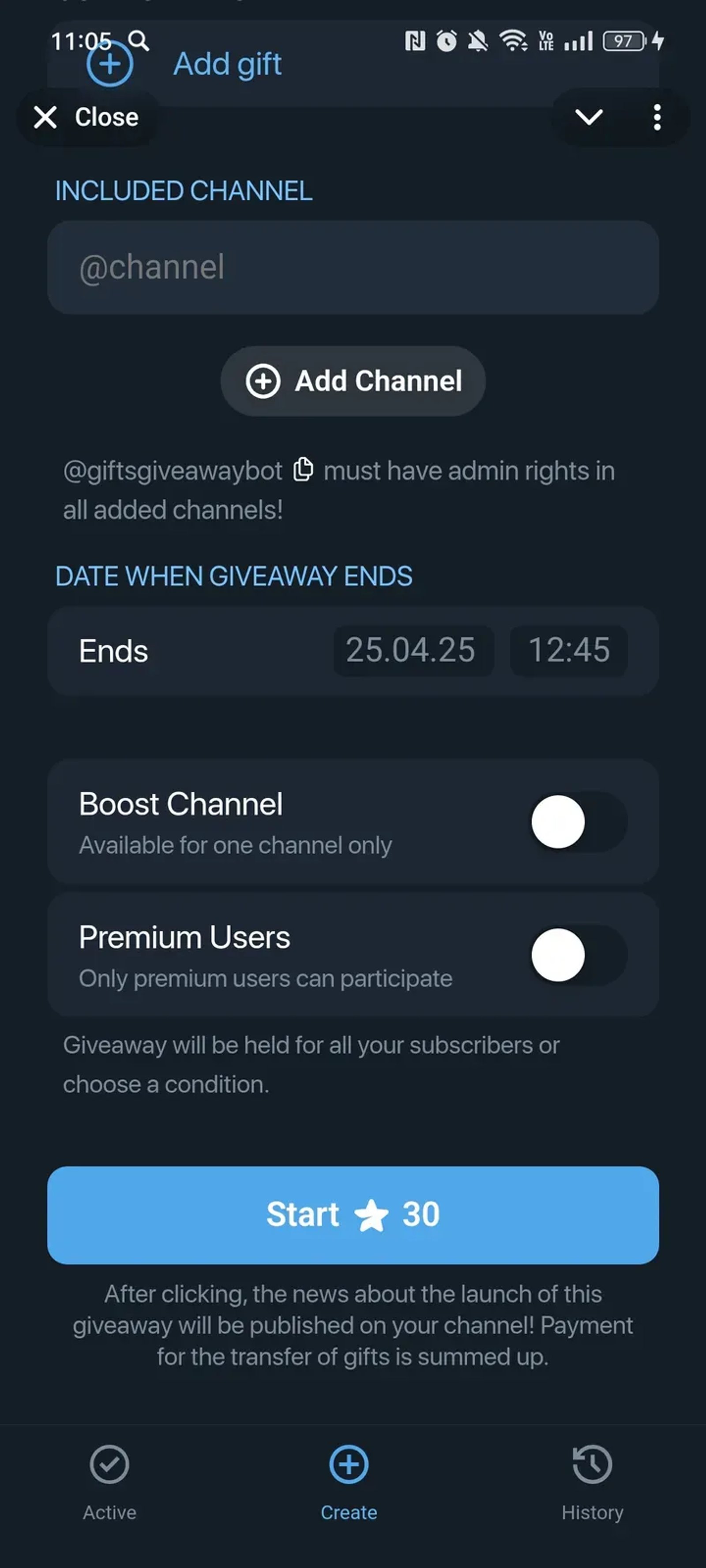 Gifts Giveaway в Телеграм — скриншот 4