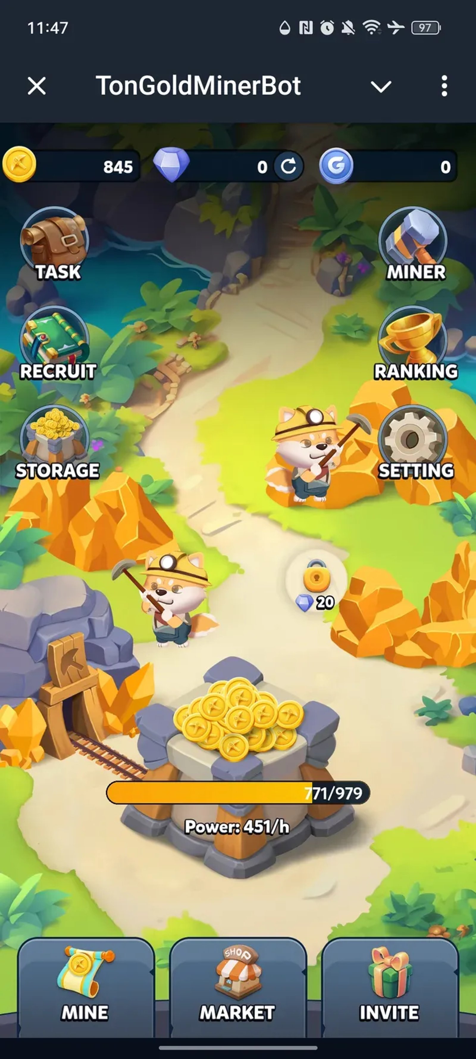 TonGoldMinerBot в Телеграм — скриншот 1