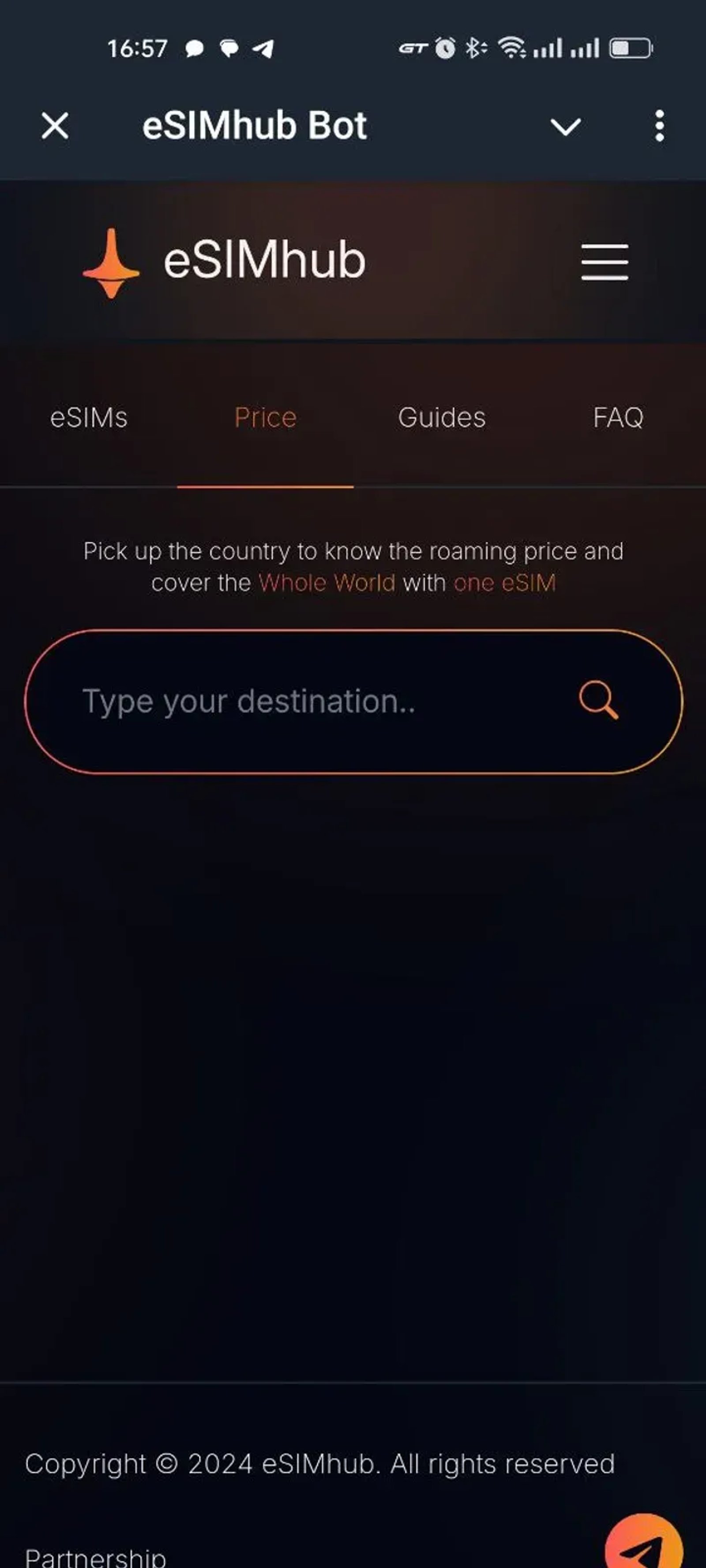 eSIMhub Bot в Телеграм — скриншот 1