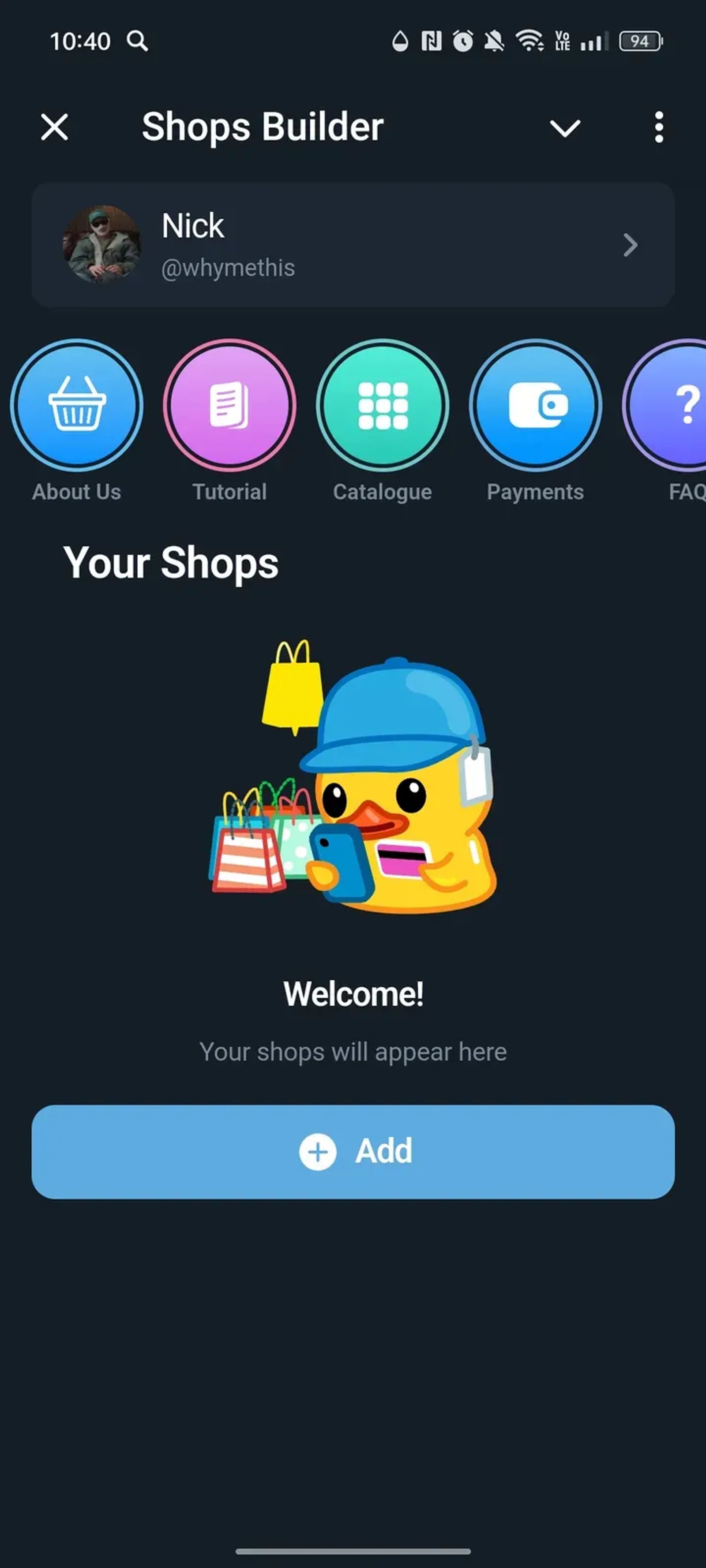 Shops Builder в Телеграм — скриншот 1