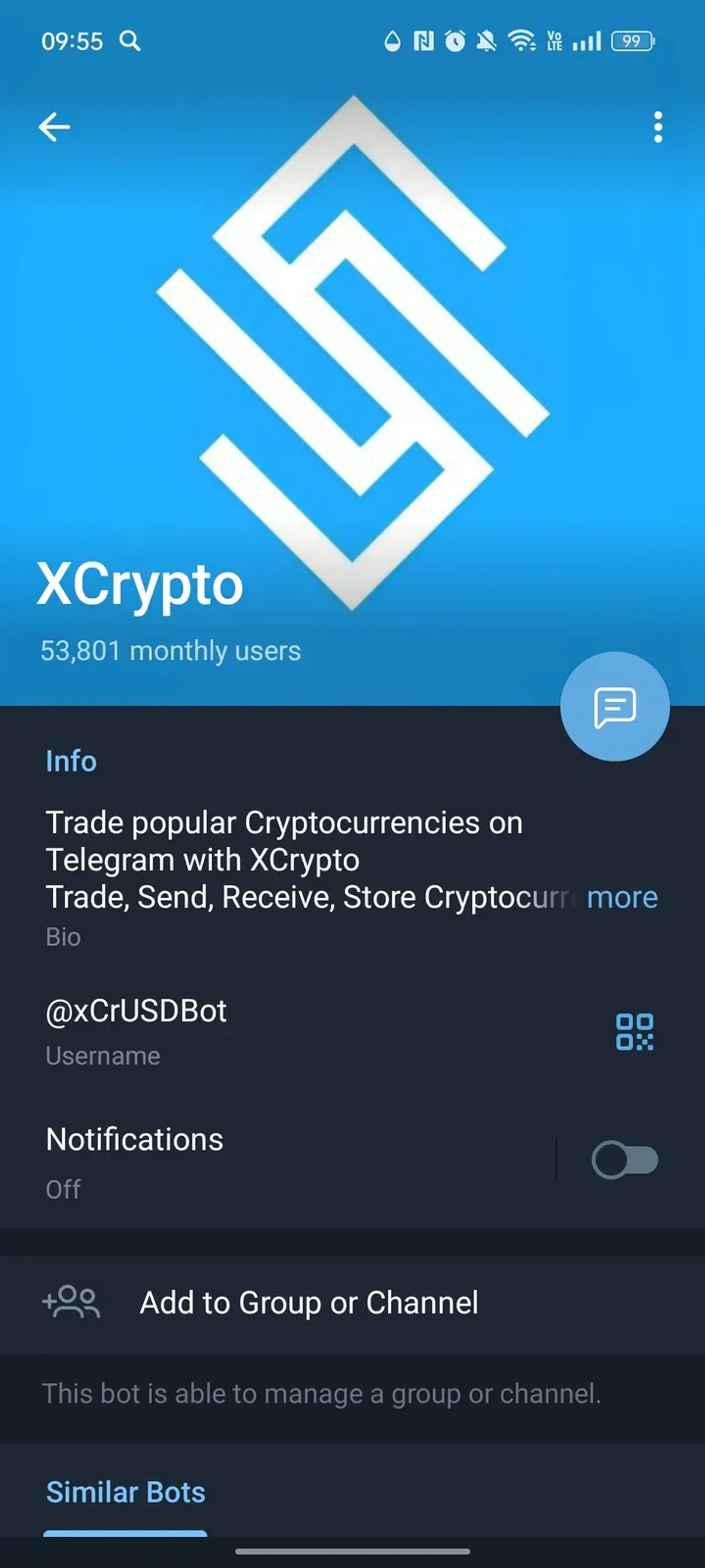 XCrypto в Telegram — скриншот 4