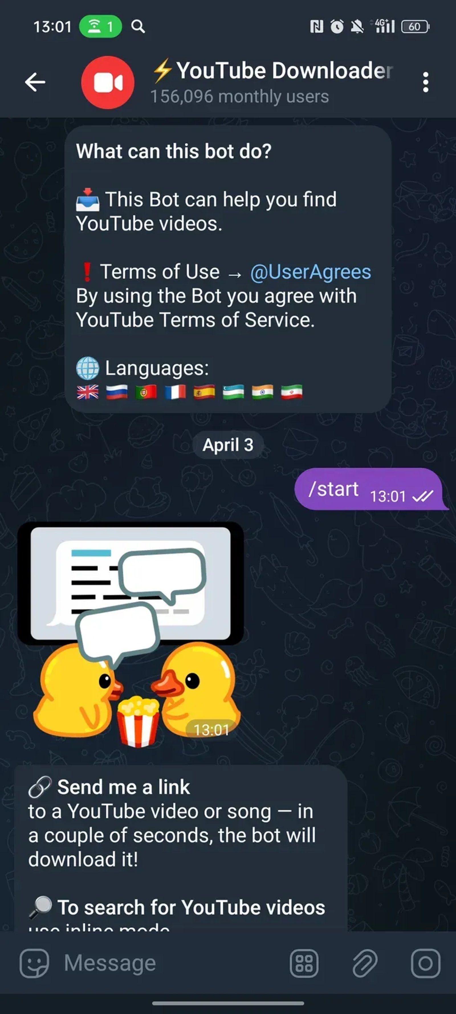 ⚡️YouTube Downloader | Music в Телеграм — скриншот 1