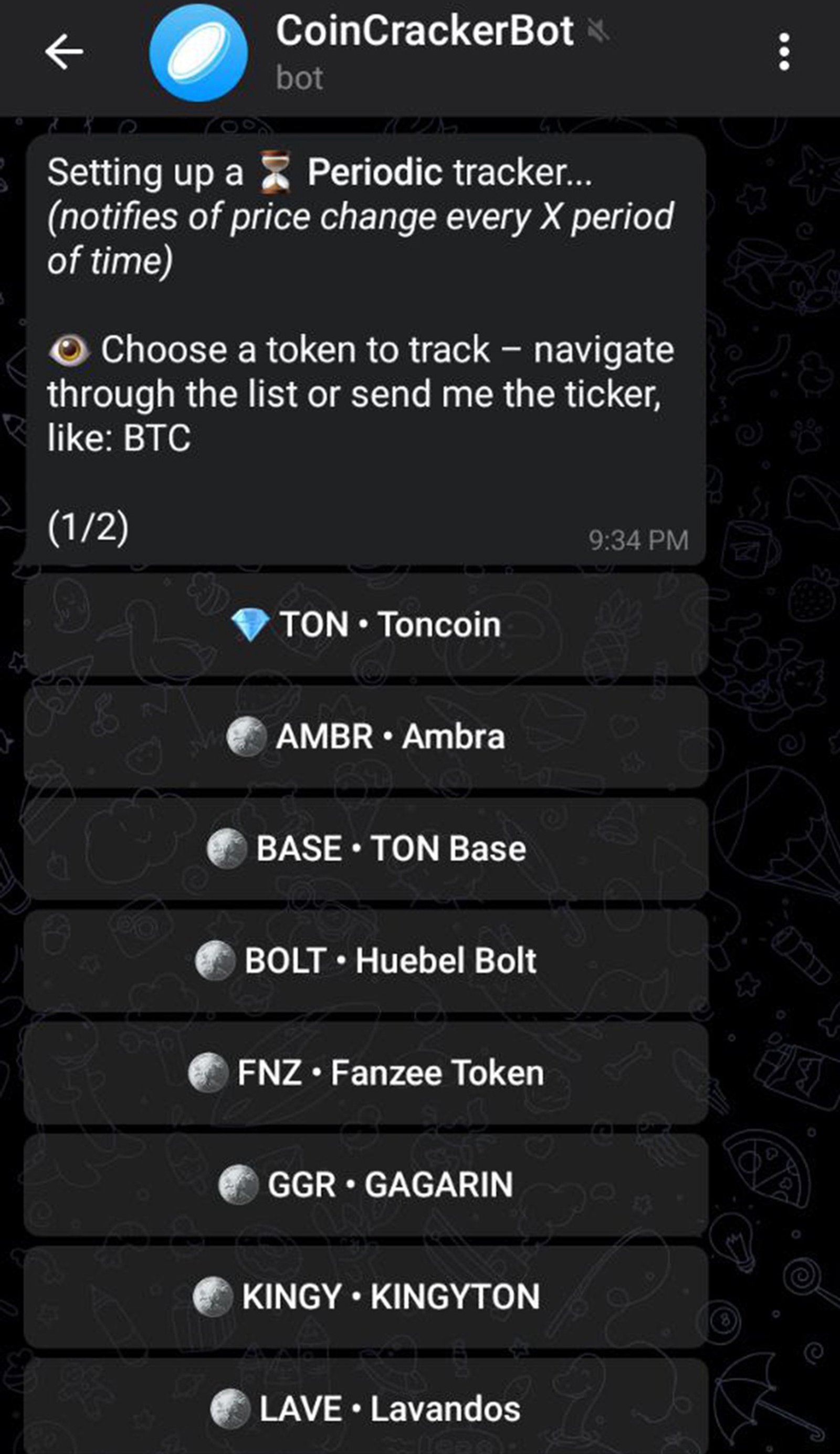 CoinCrackerBot в Телеграм — скриншот 2