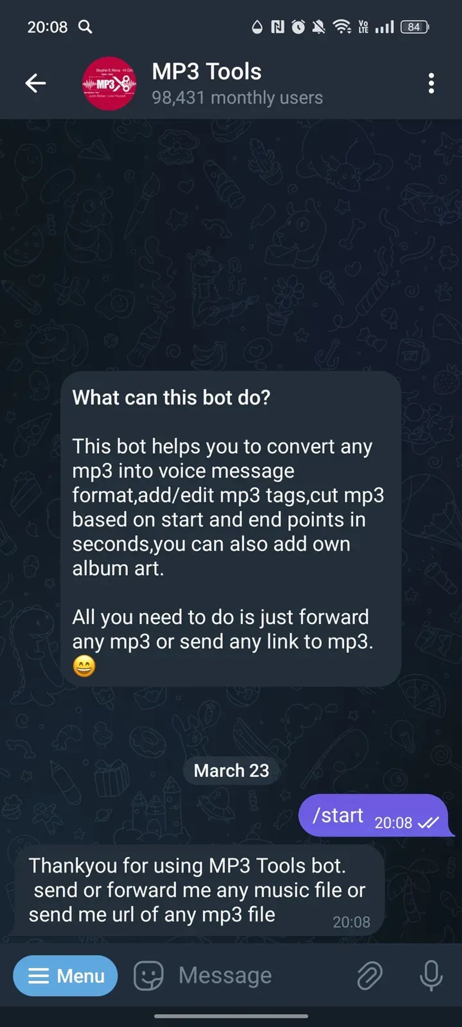 MP3 Tools в Телеграм — скриншот 1