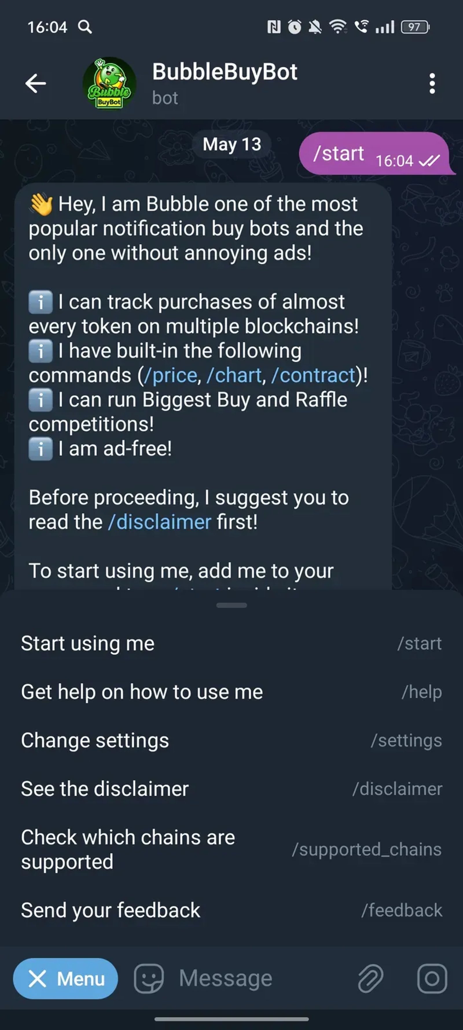 BubbleBuyBot в Телеграм — скриншот 3