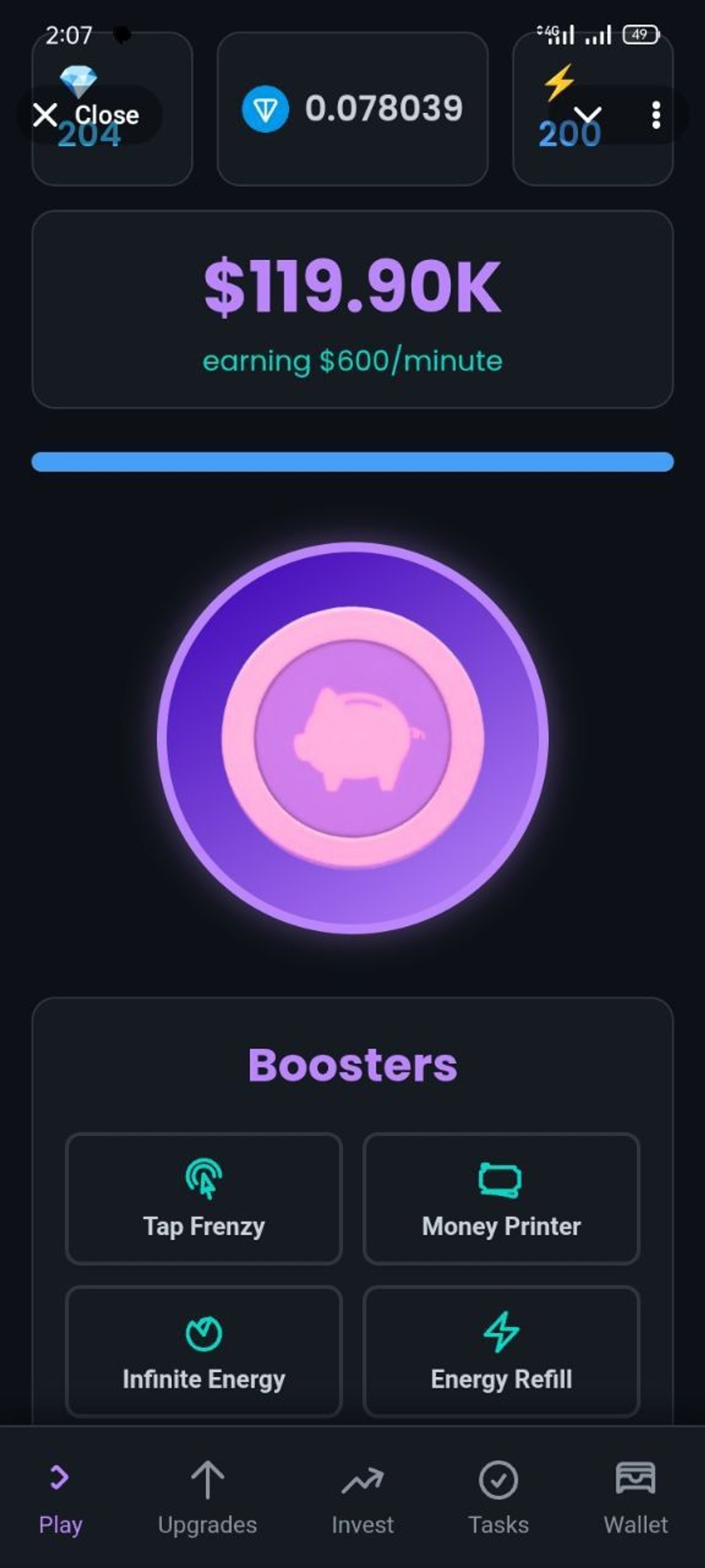 Tap Tycoon в Телеграм — скриншот 1