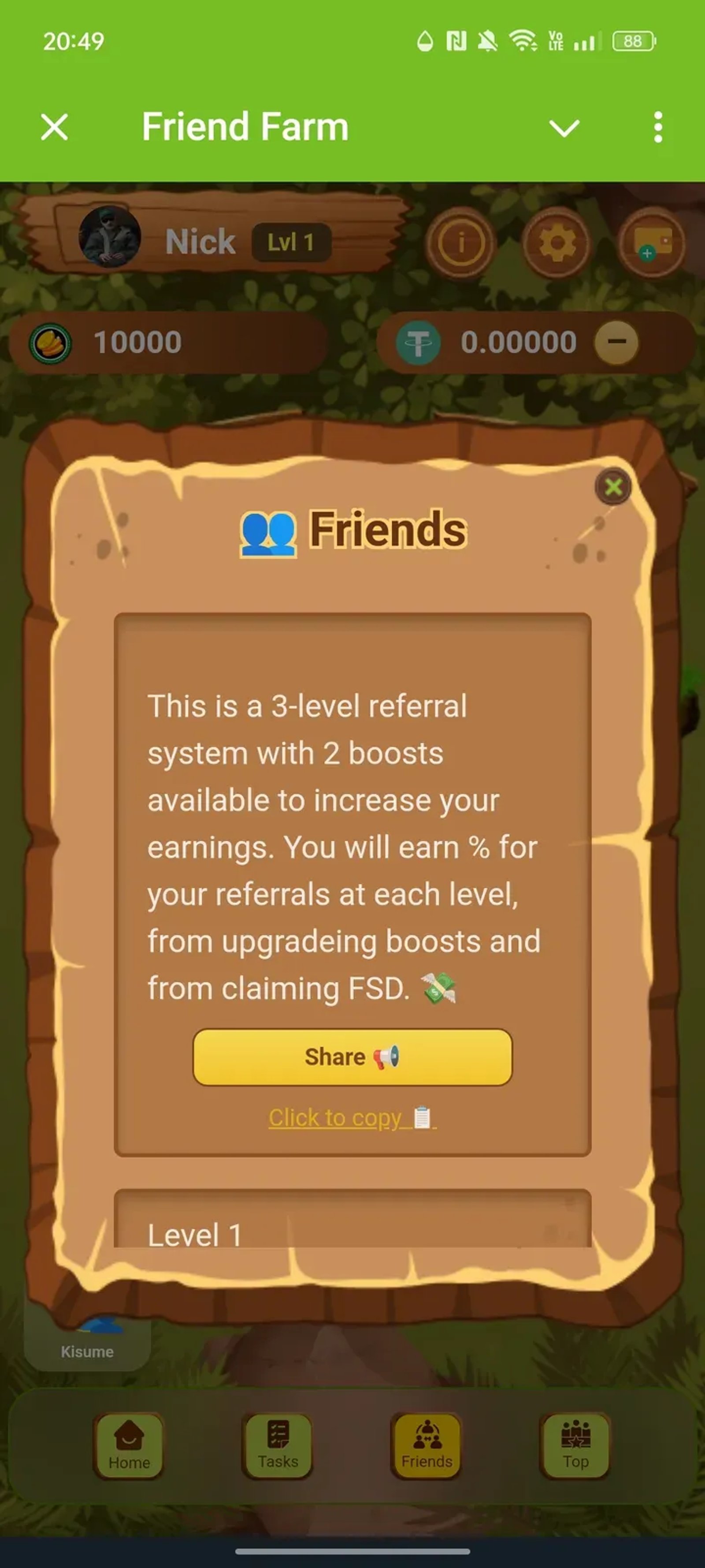 Friend Farm в Телеграм — скриншот 3