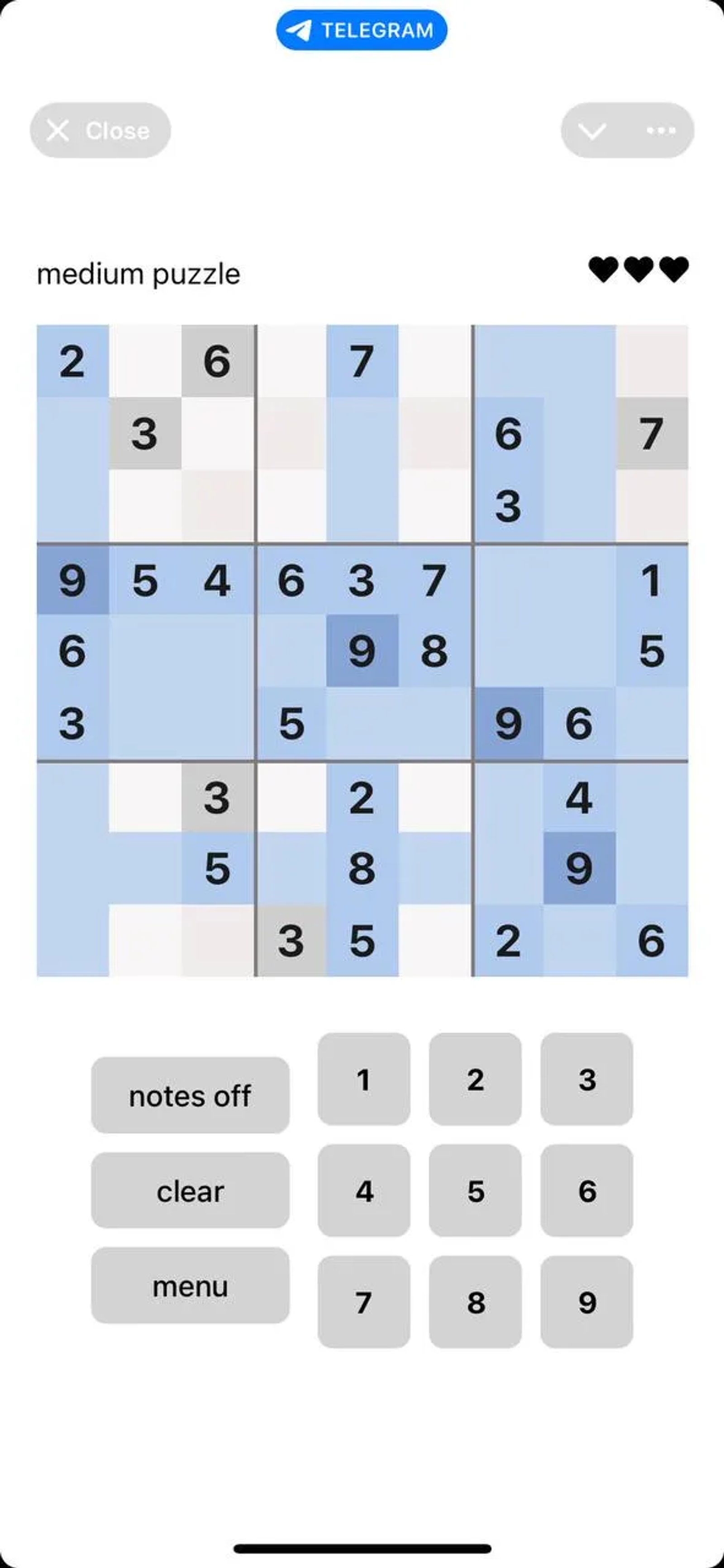Play Sudoku в Телеграм — скриншот 1
