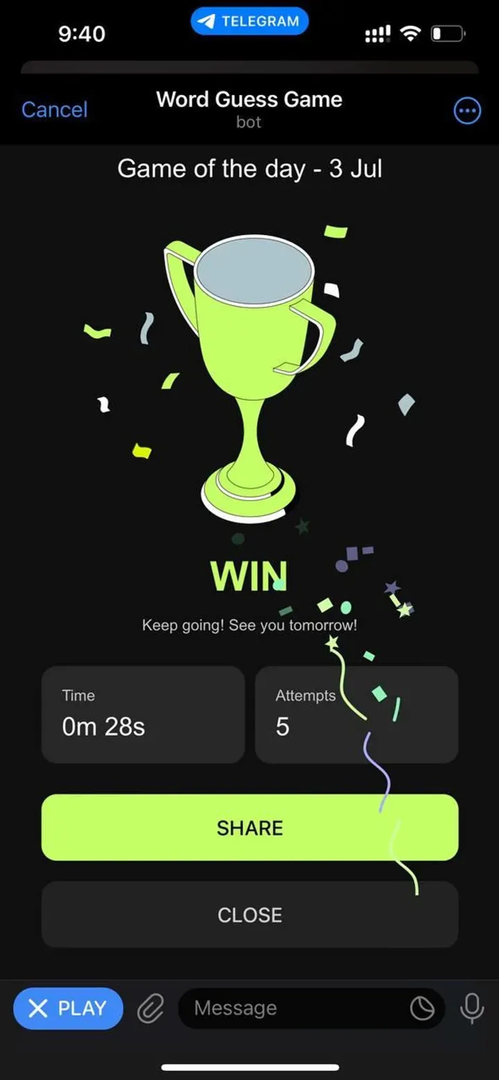 Word Guess - Wordle Game в Телеграм — скриншот 4