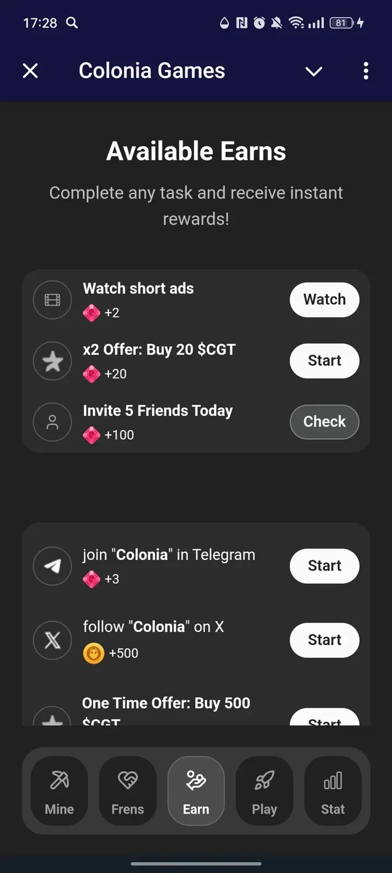 Colonia Games Telegram Screenshot 3