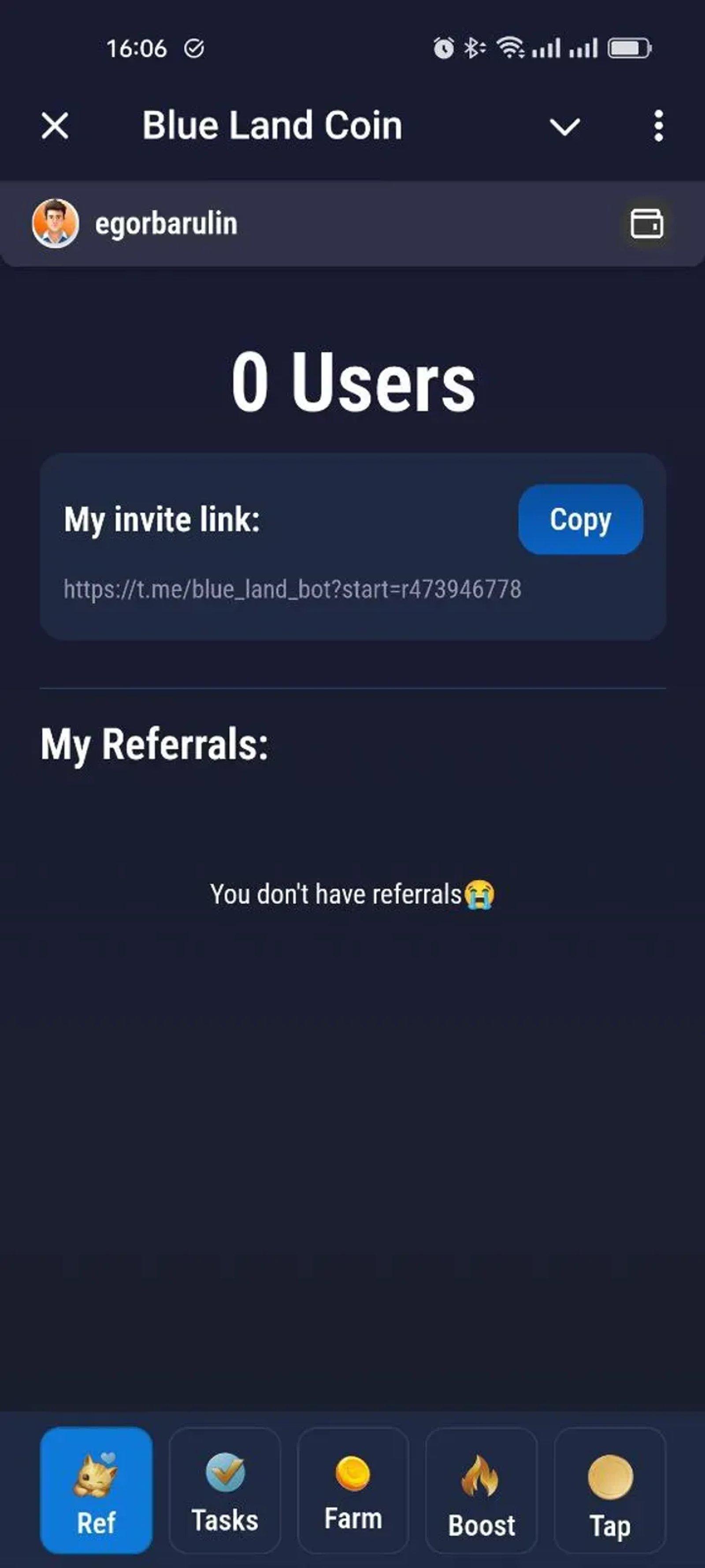 Blue Land Coin в Телеграм — скриншот 4
