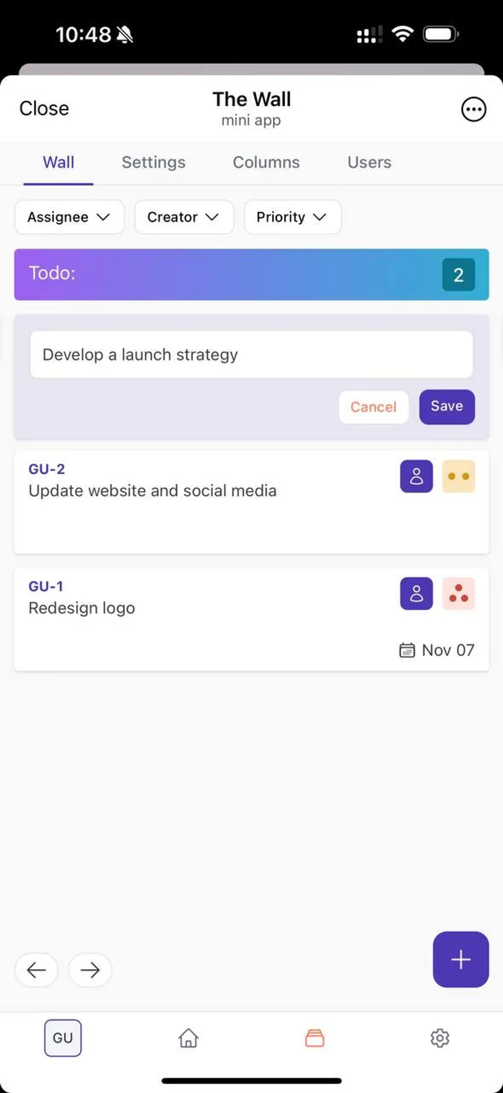 The Wall | Task Manager в Телеграм — скриншот 6