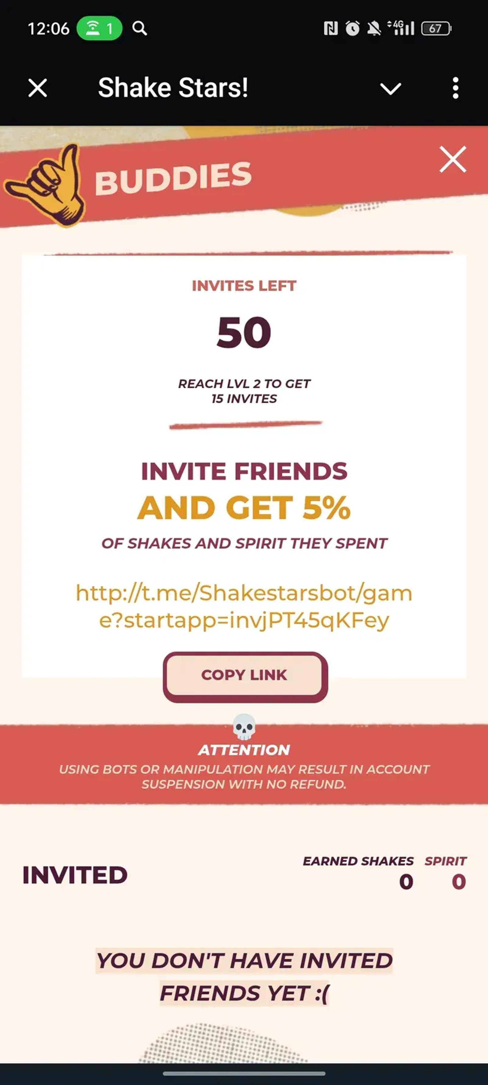 Shake Stars! в Телеграм — скриншот 4