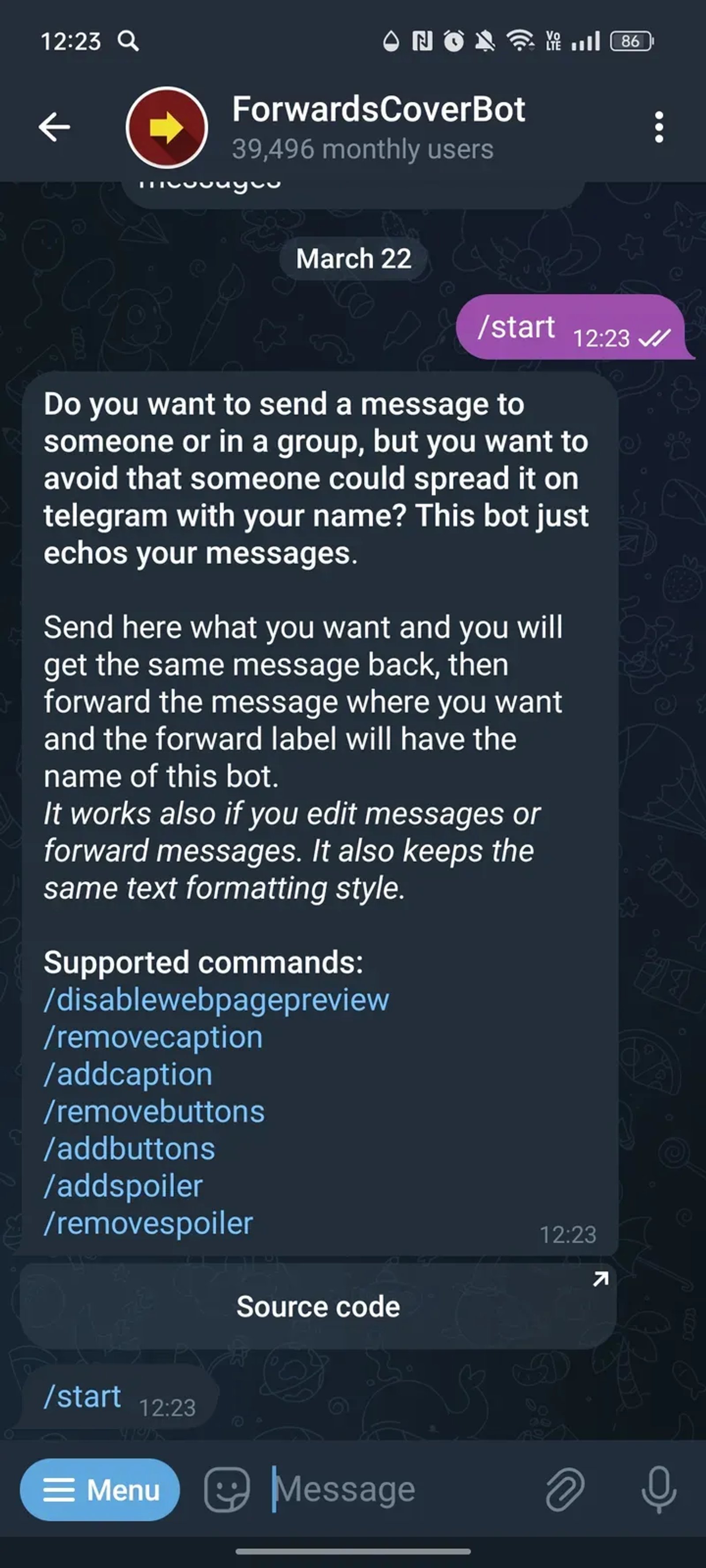 ForwardsCoverBot в Телеграм — скриншот 2