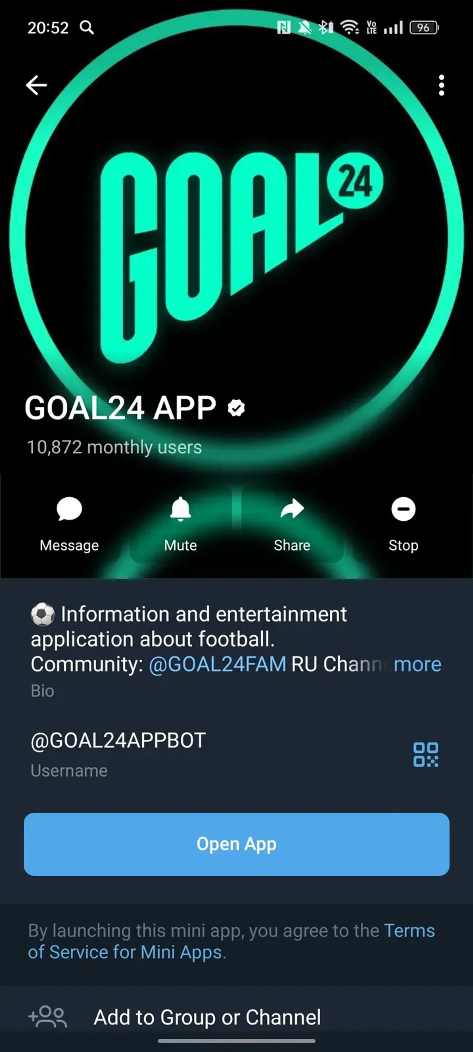 GOAL24 APP ✔ в Telegram — скриншот 4