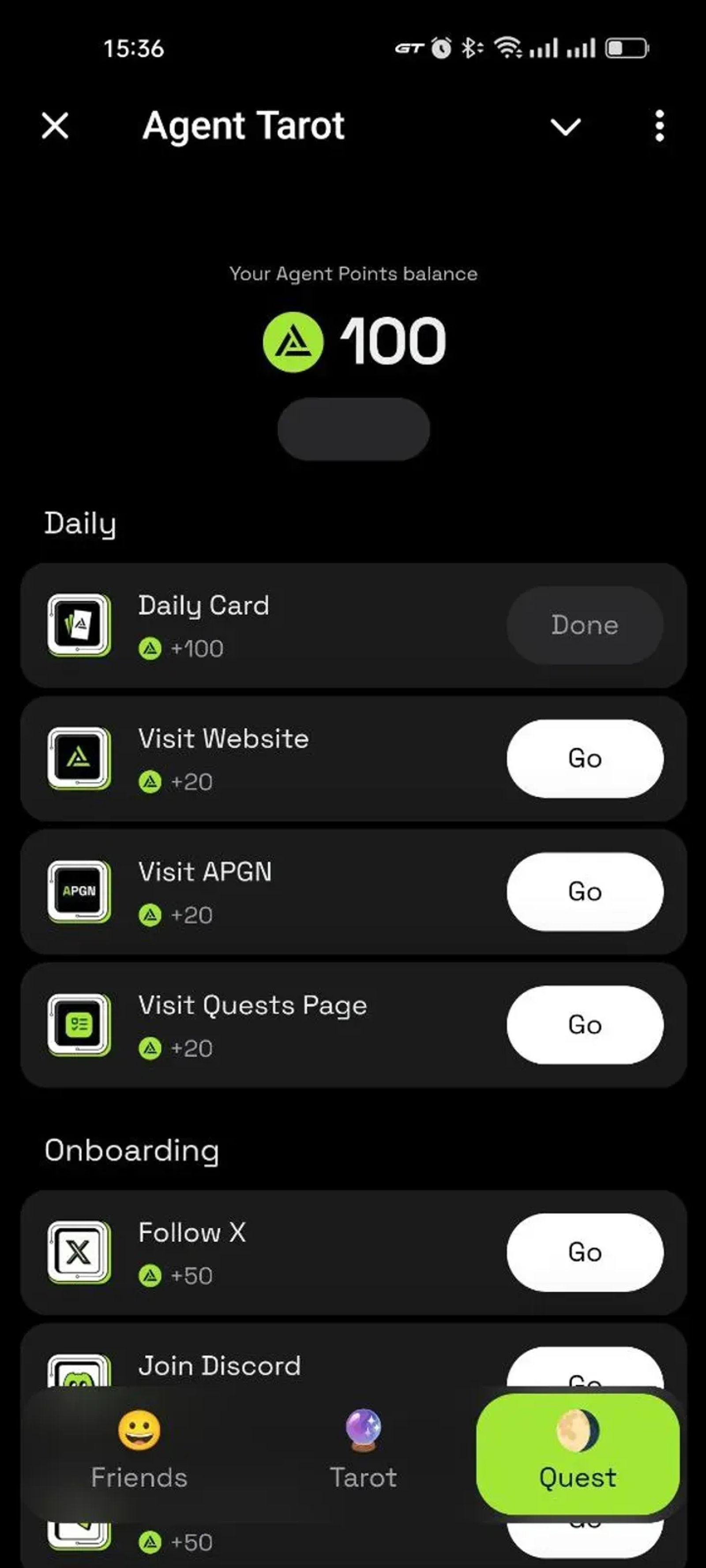Agent Tarot в Телеграм — скриншот 1