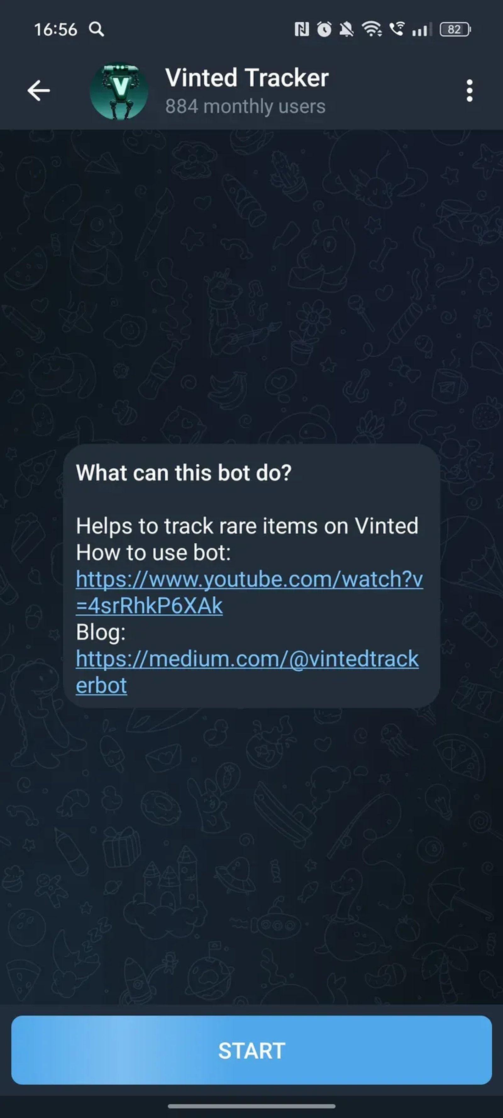 Vinted Tracker в Телеграм — скриншот 1