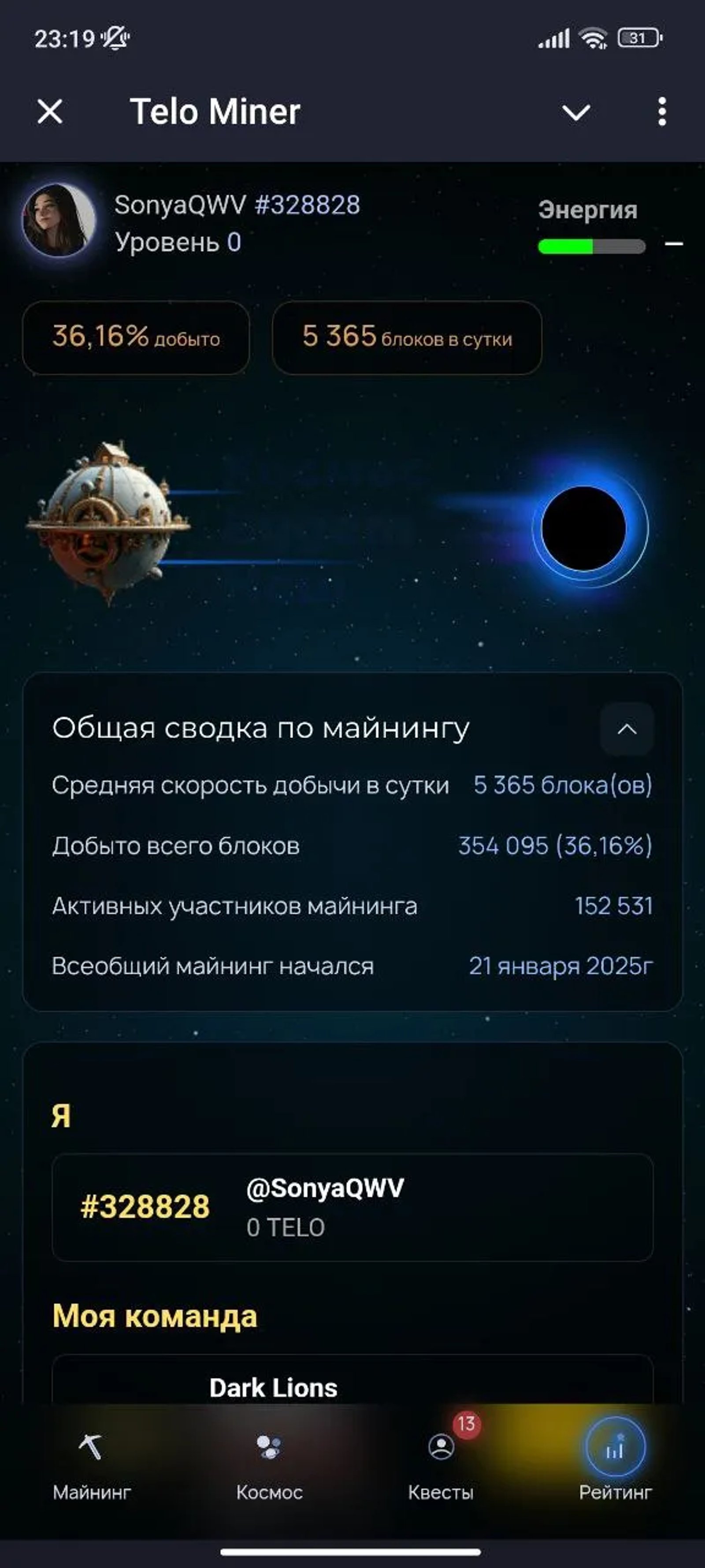 TELO miner Профиль