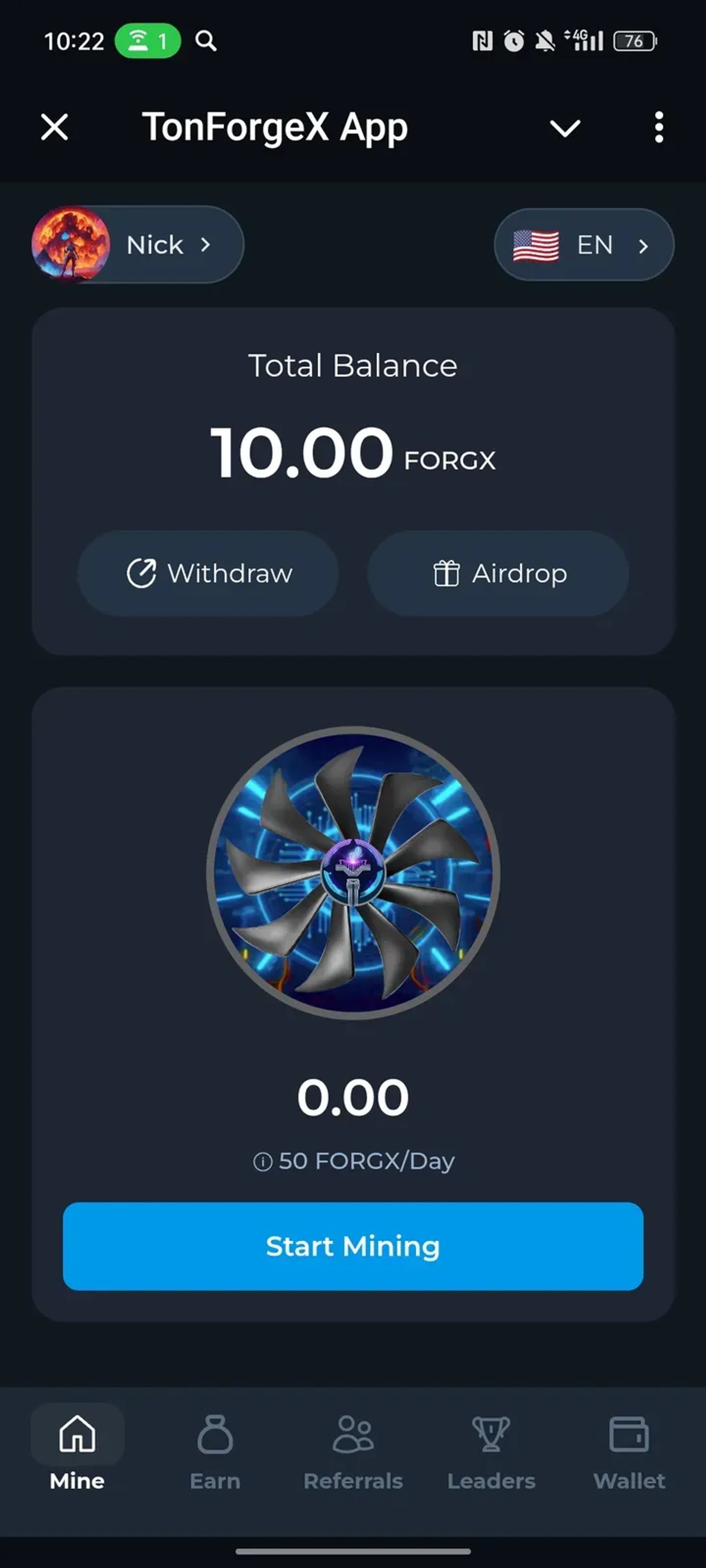 TonForgeX App в Телеграм — скриншот 1