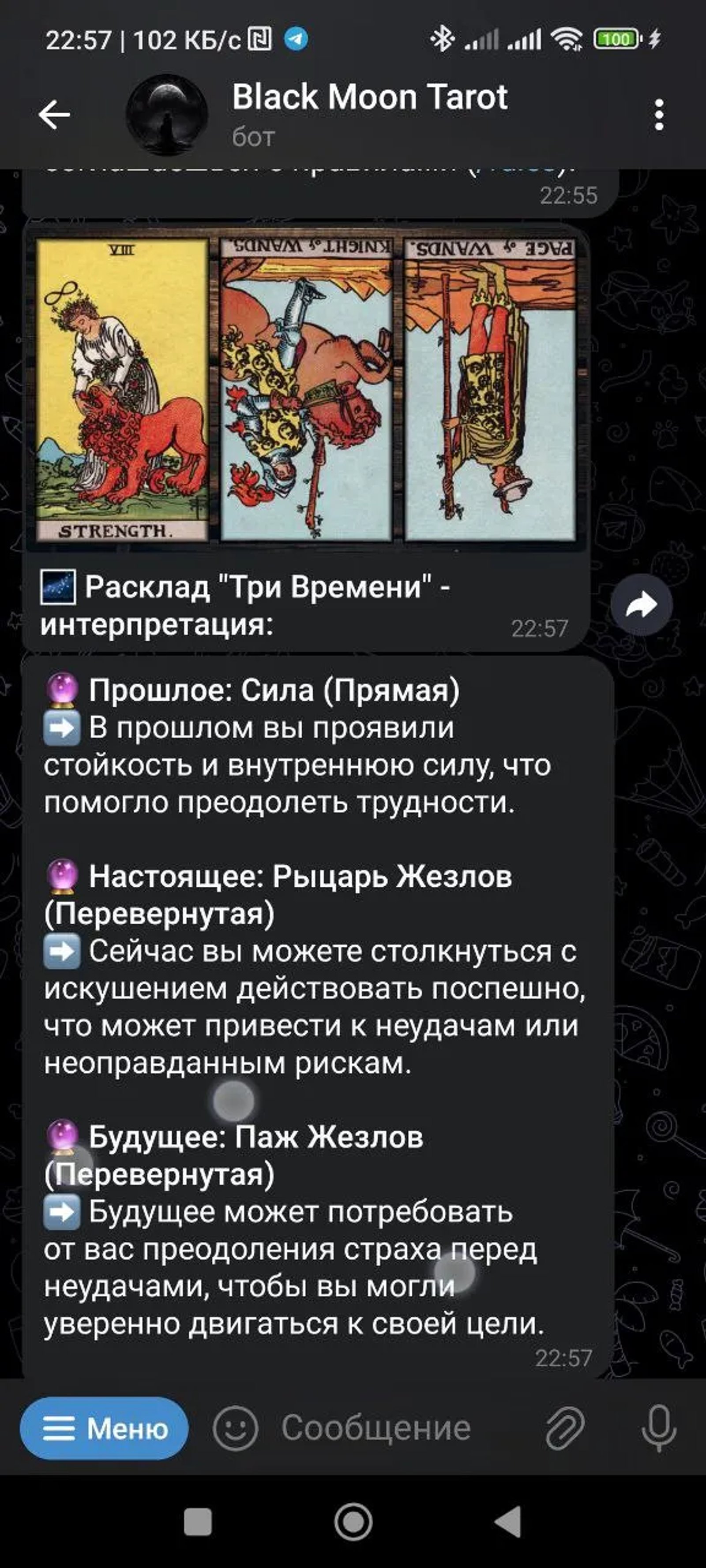 Black Moon Tarot в Телеграм — скриншот 4