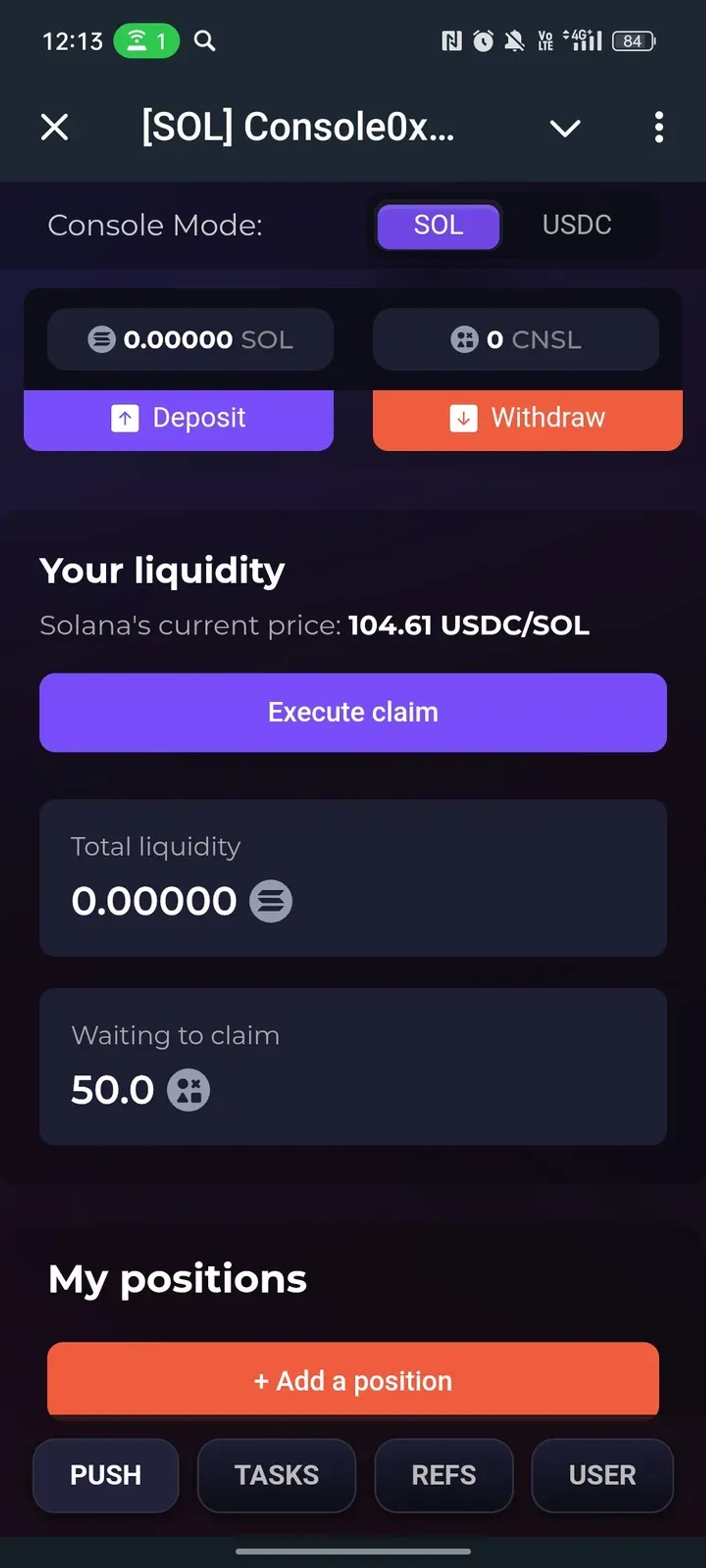 Console0x {Power of liquidity} в Телеграм — скриншот 1