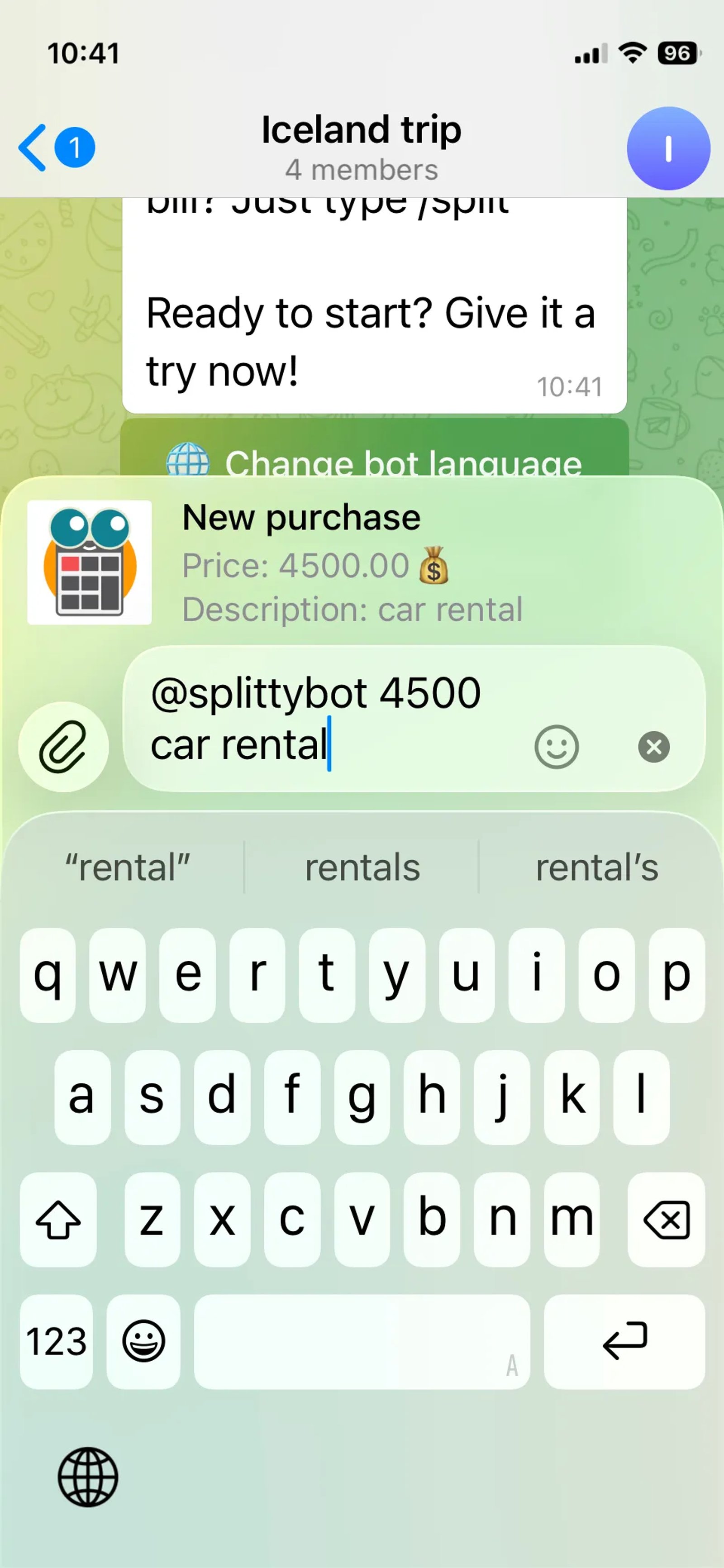Splitty в Телеграм — скриншот 2