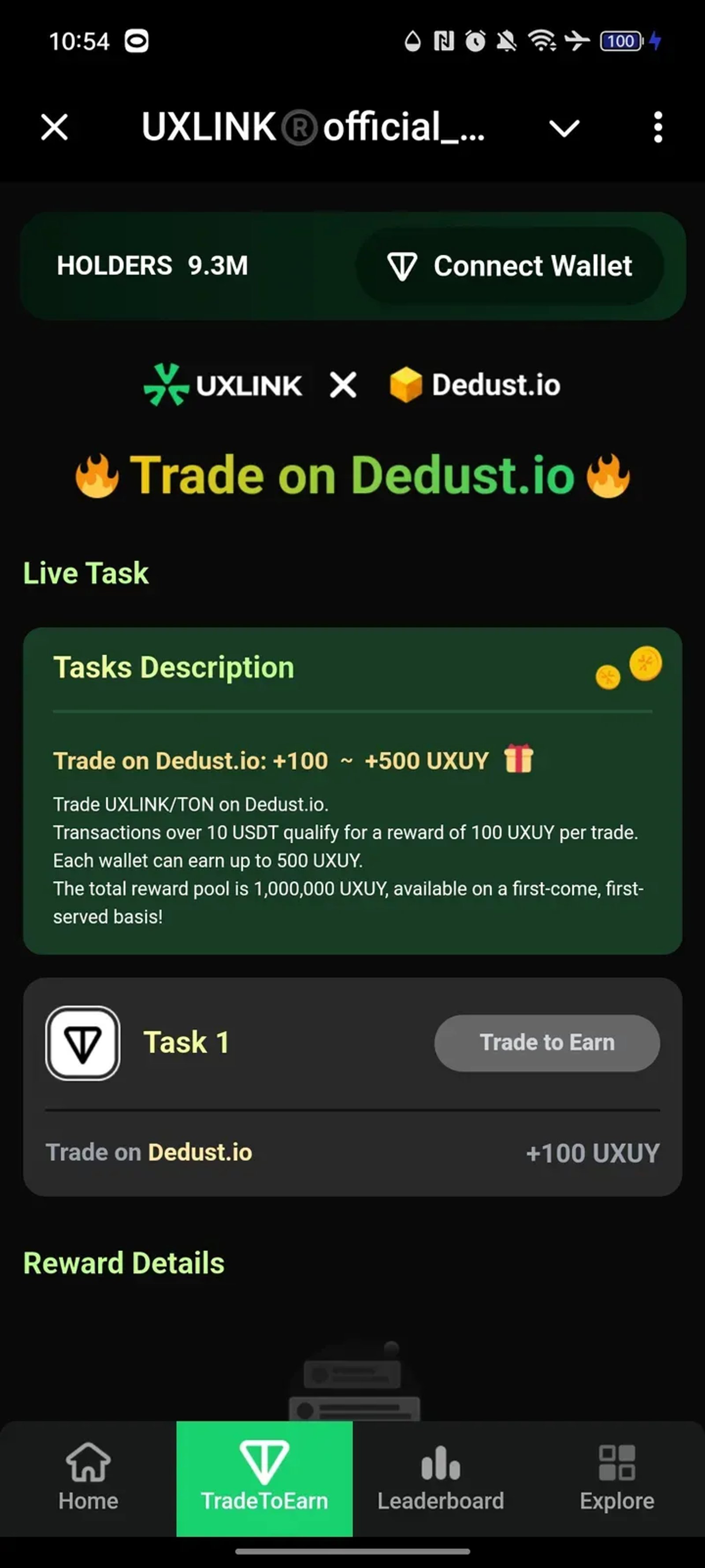 UXLINK®official_bot в Телеграм — скриншот 1