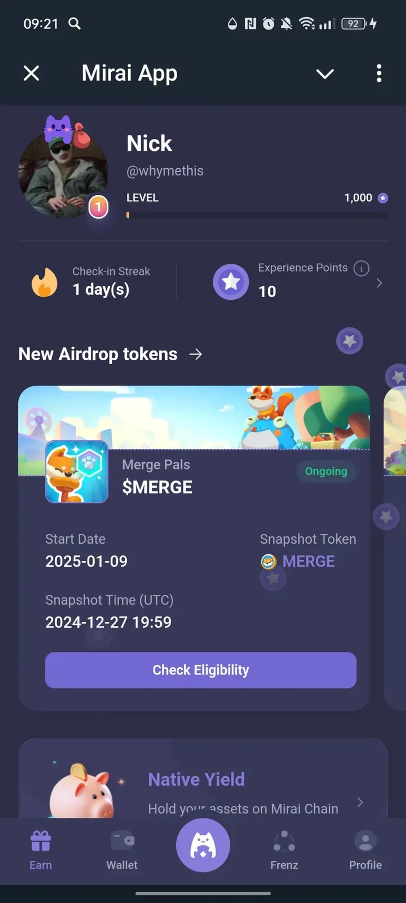 Mirai App в Телеграм — скриншот 1