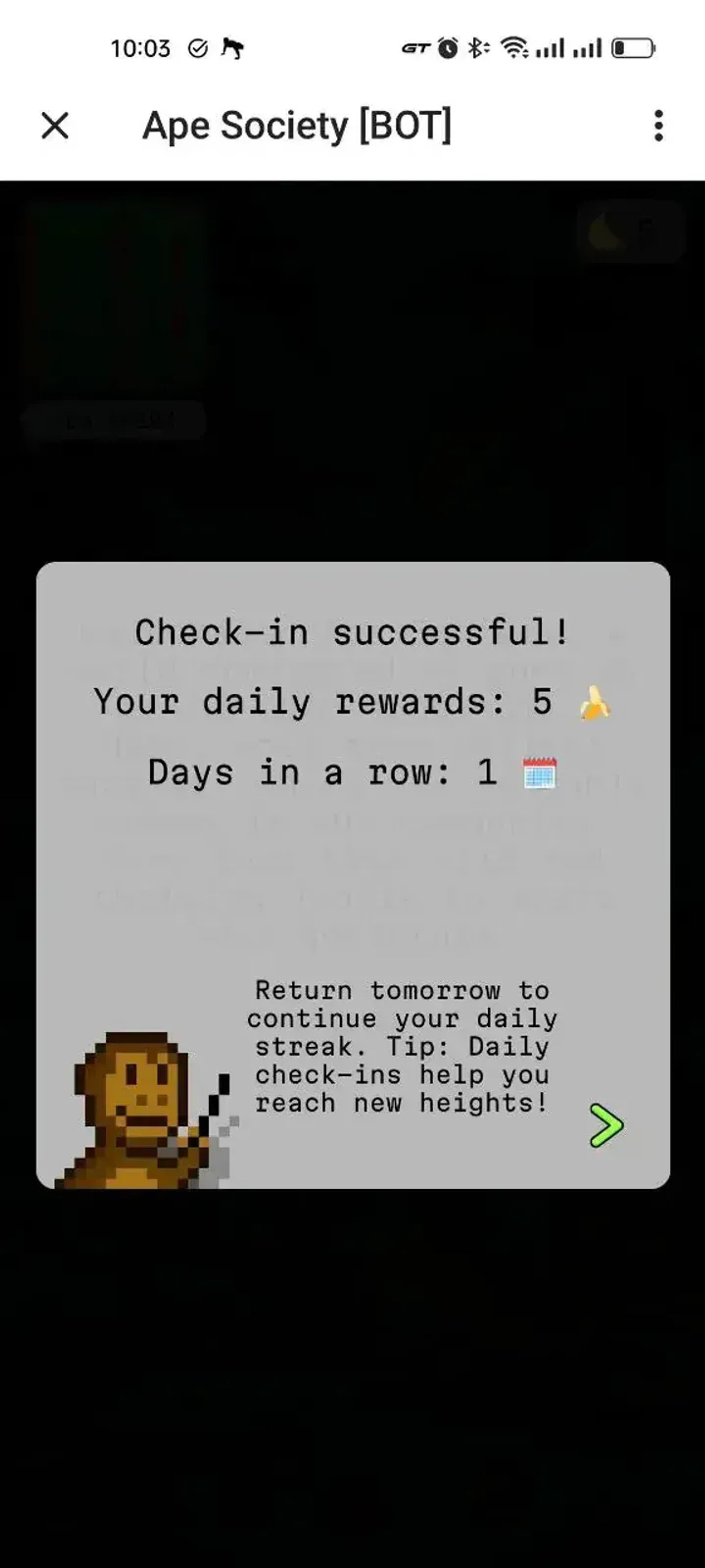 Ape Society в Телеграм — скриншот 1