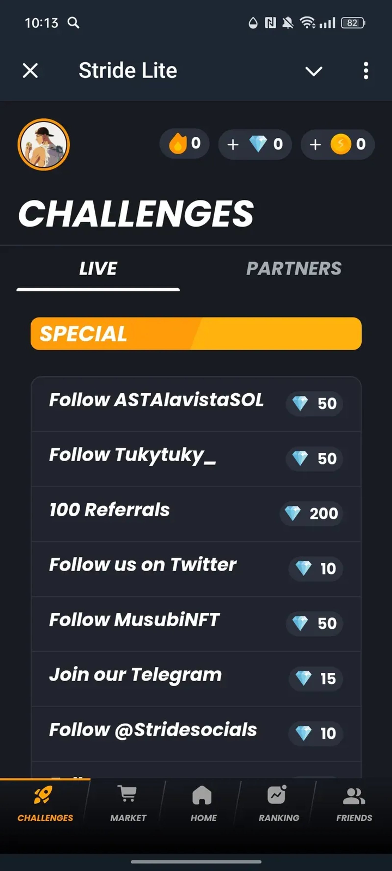 Stride Lite в Телеграм — скриншот 3