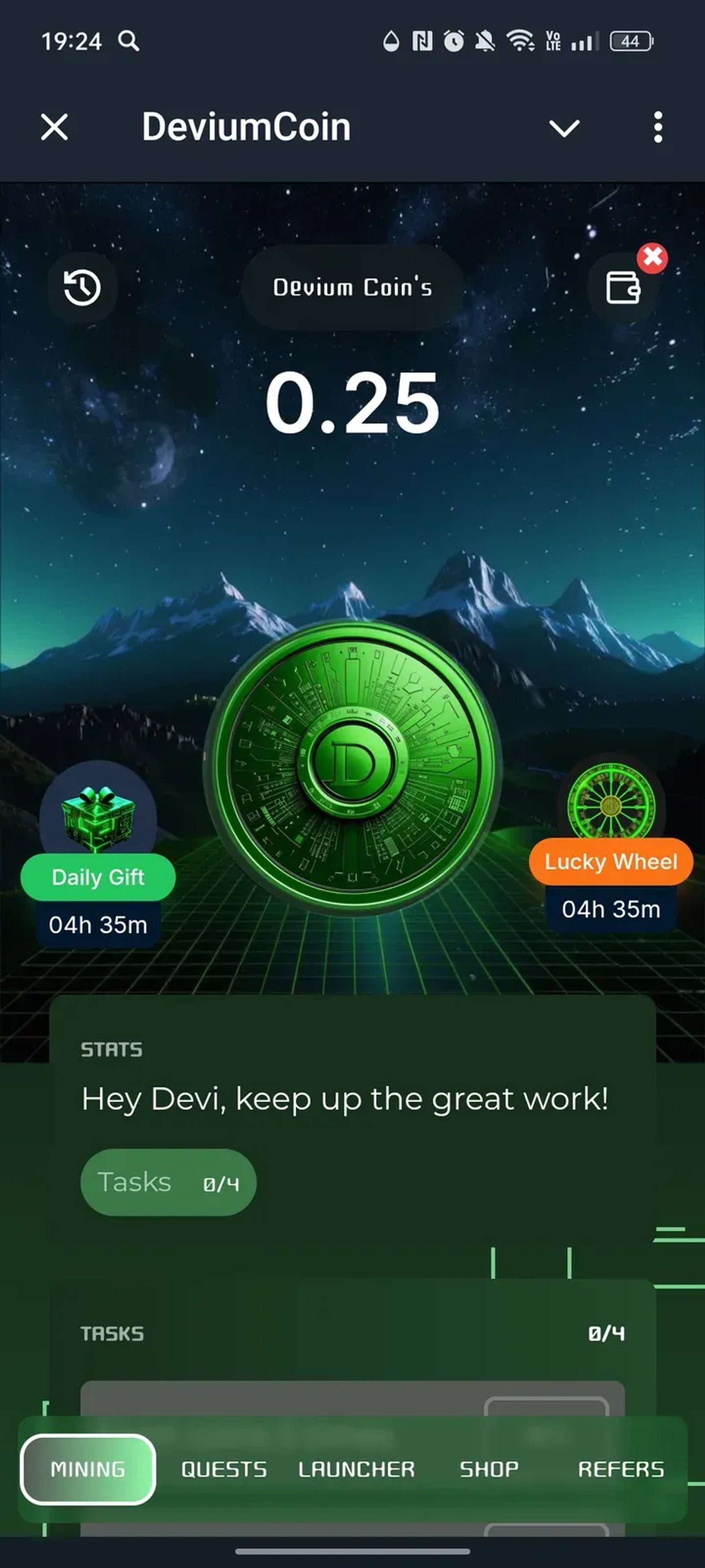 DeviumCoin в Телеграм — скриншот 1