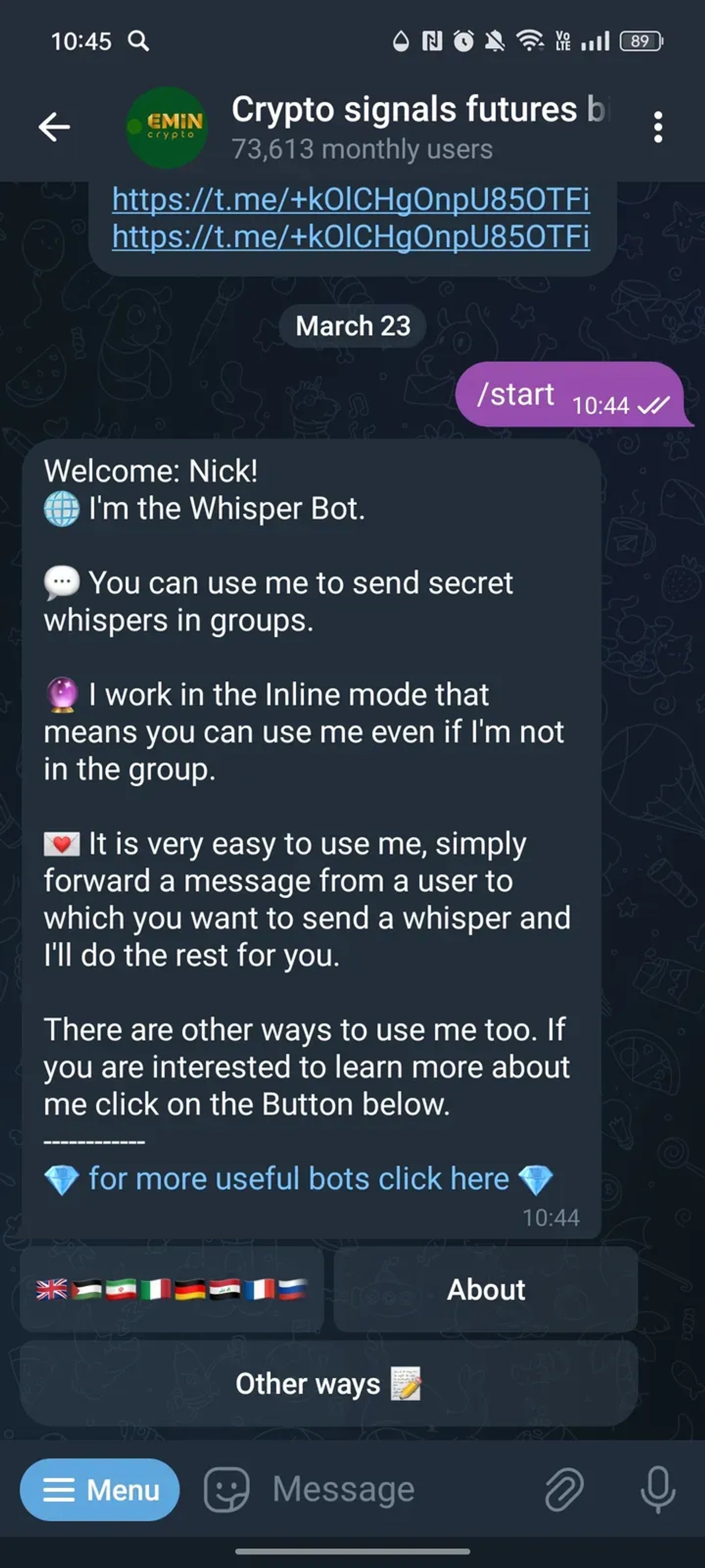 Crypto signals futures bitcoin Telegram Screenshot 2