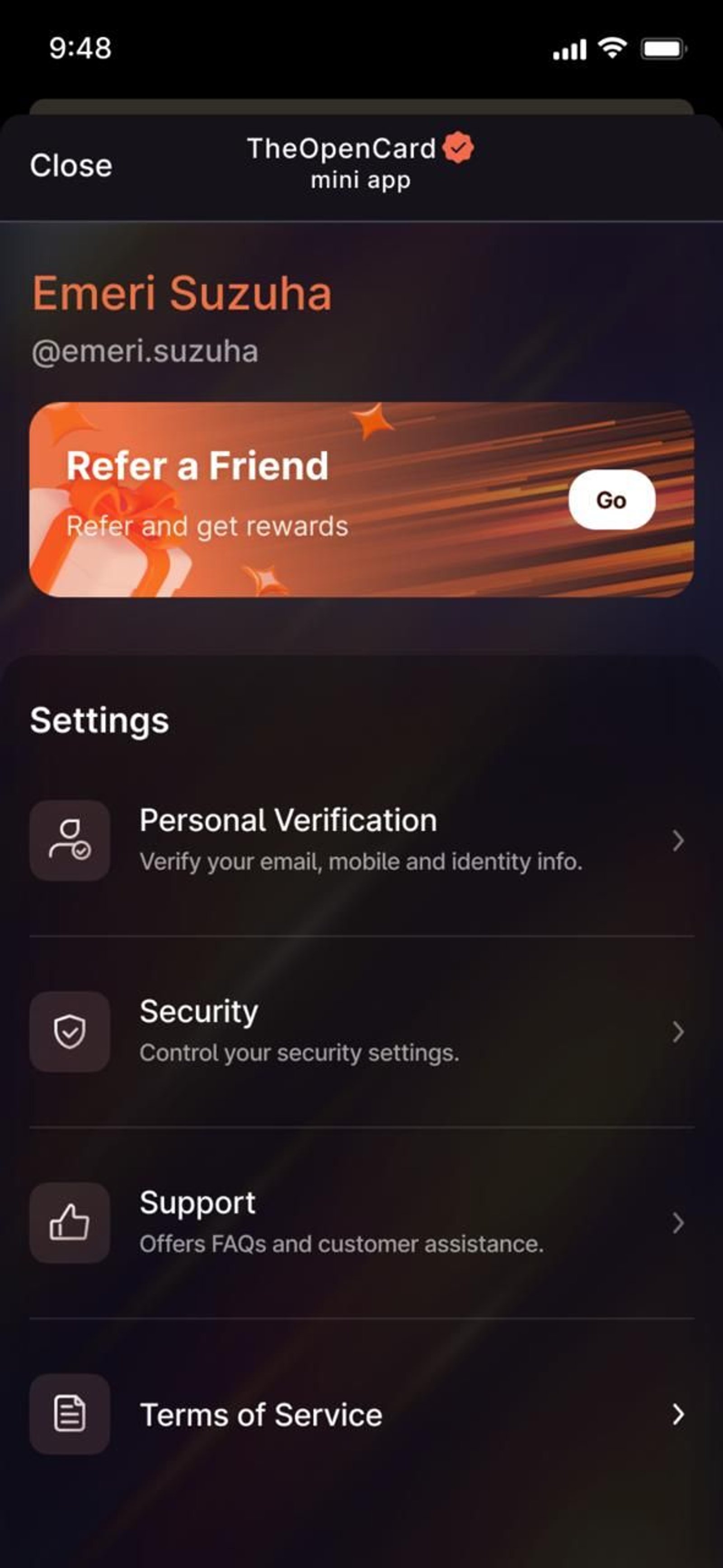 TheOpenCard в Telegram — скриншот 4