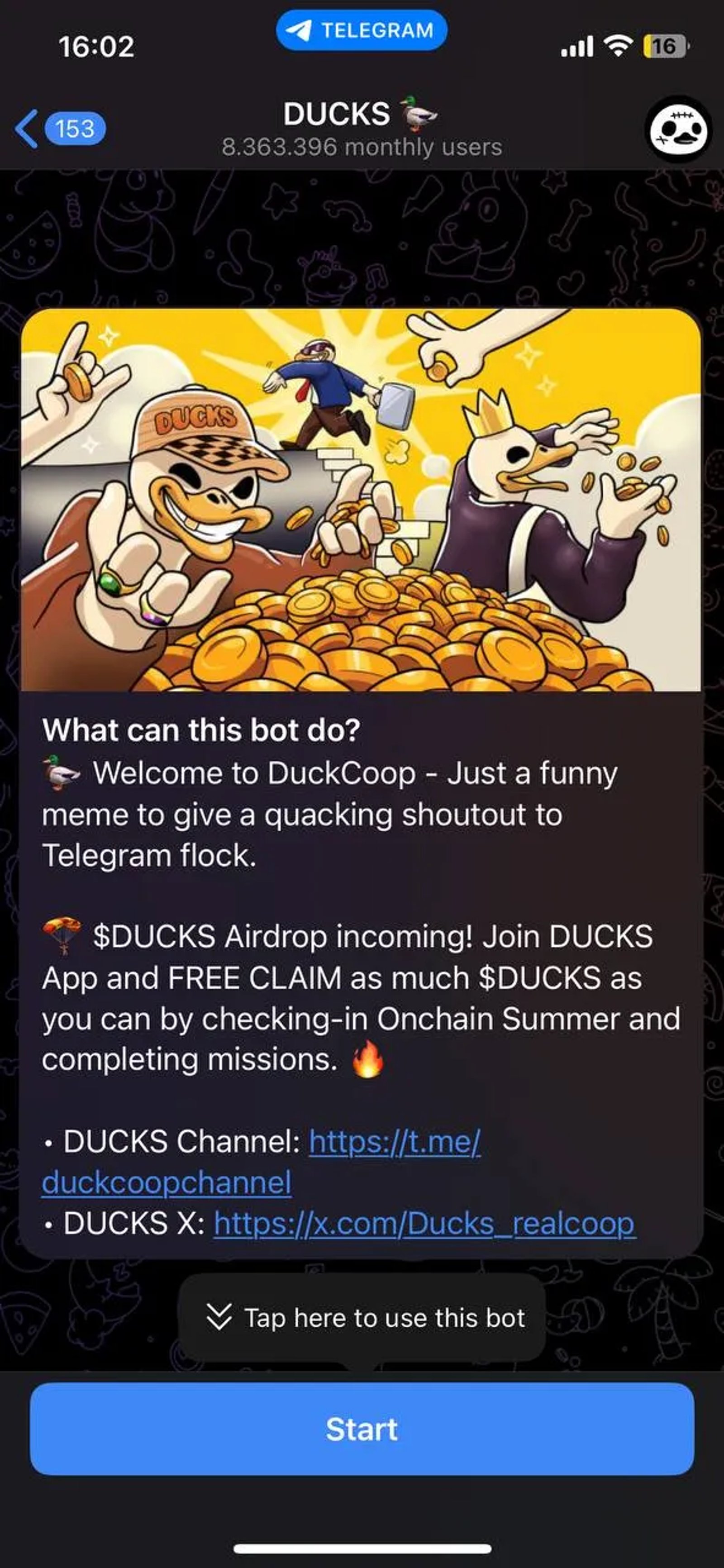 DUCKS 🦆 в Телеграм — скриншот 1