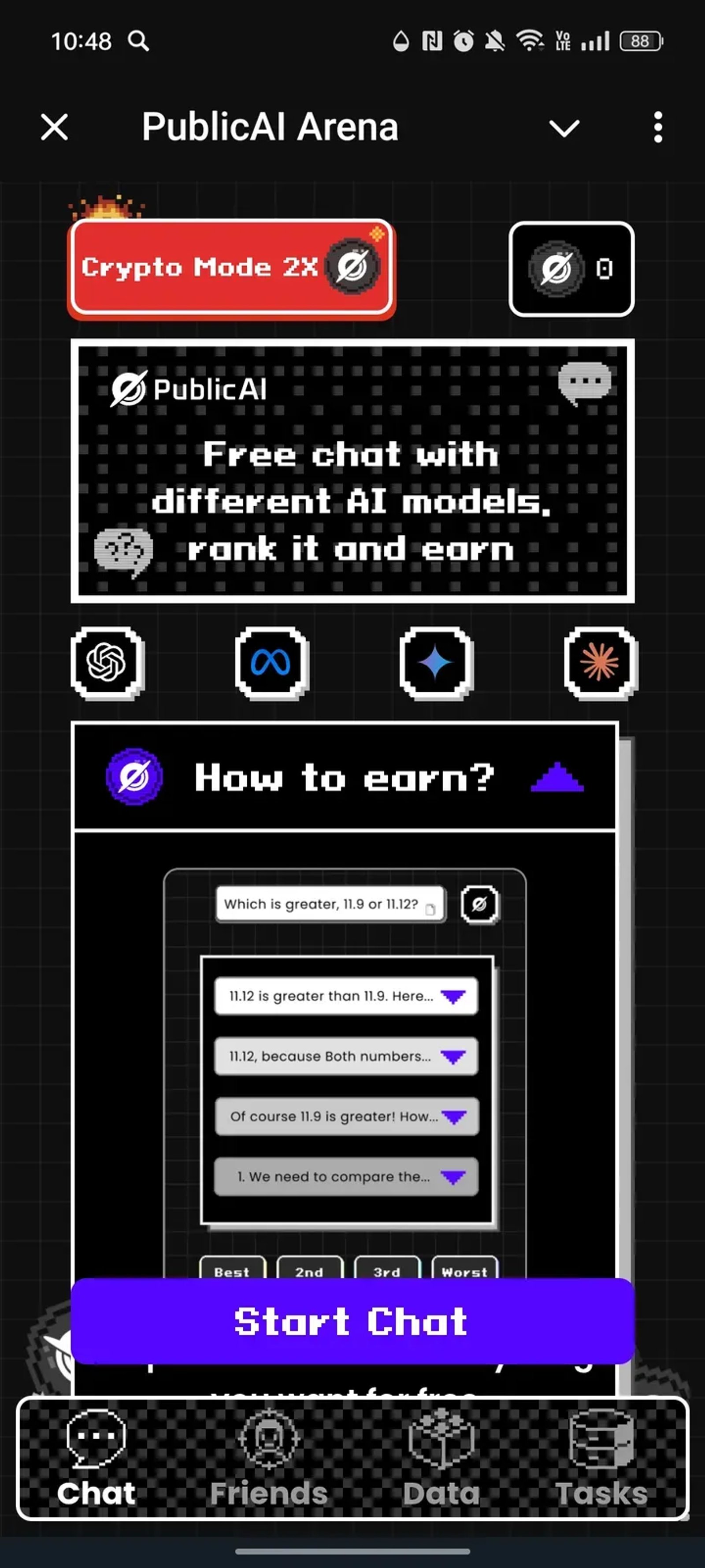 PublicAI Arena в Телеграм — скриншот 1