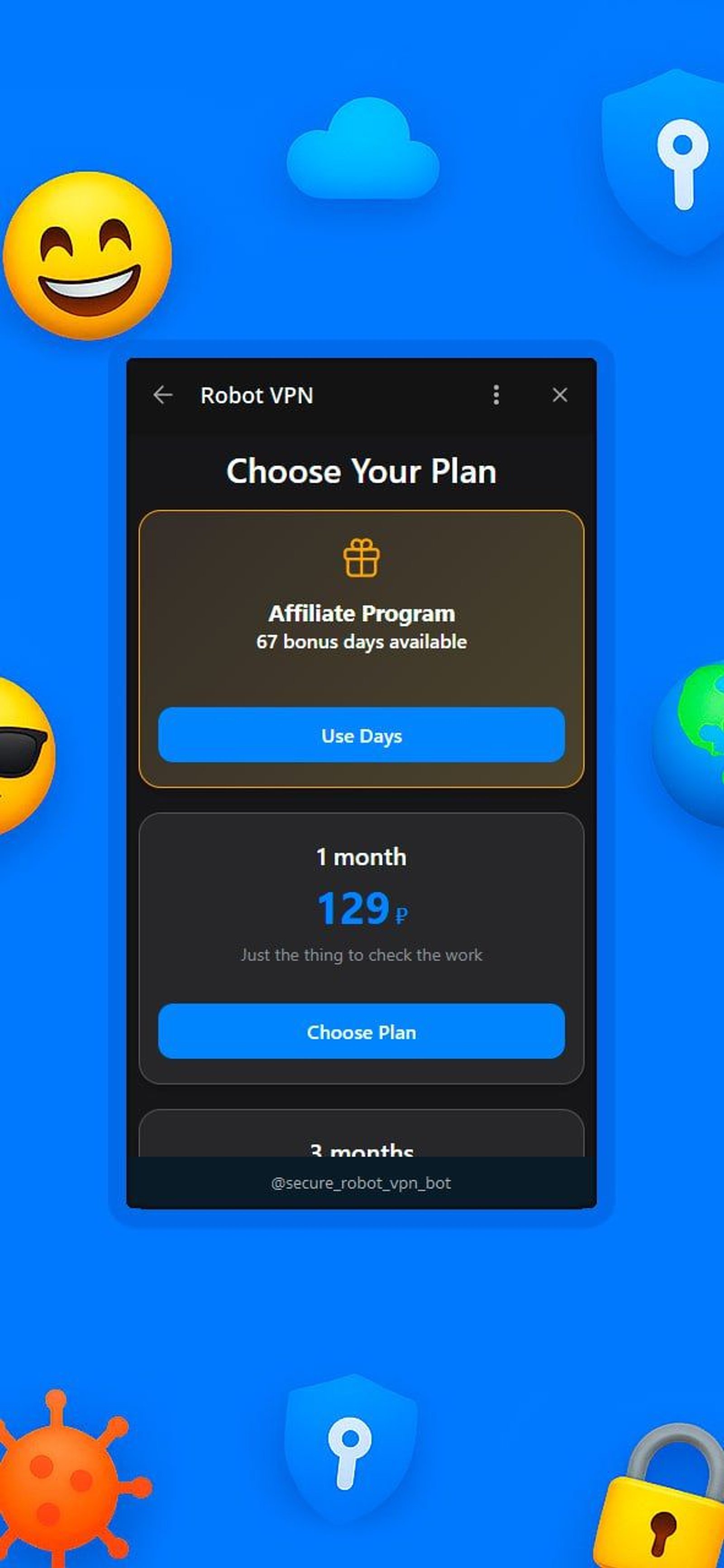 Robot VPN в Telegram — скриншот 1