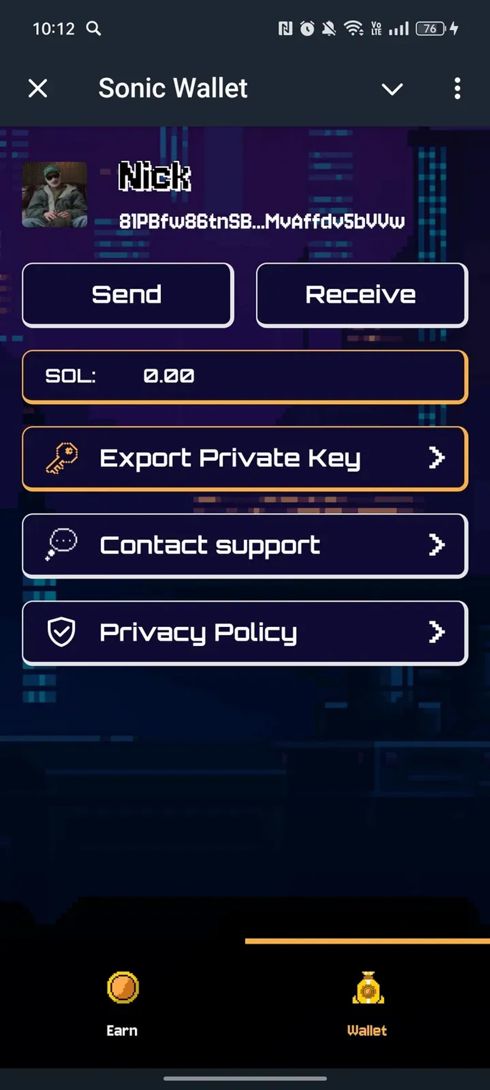 Sonic Wallet в Телеграм — скриншот 2
