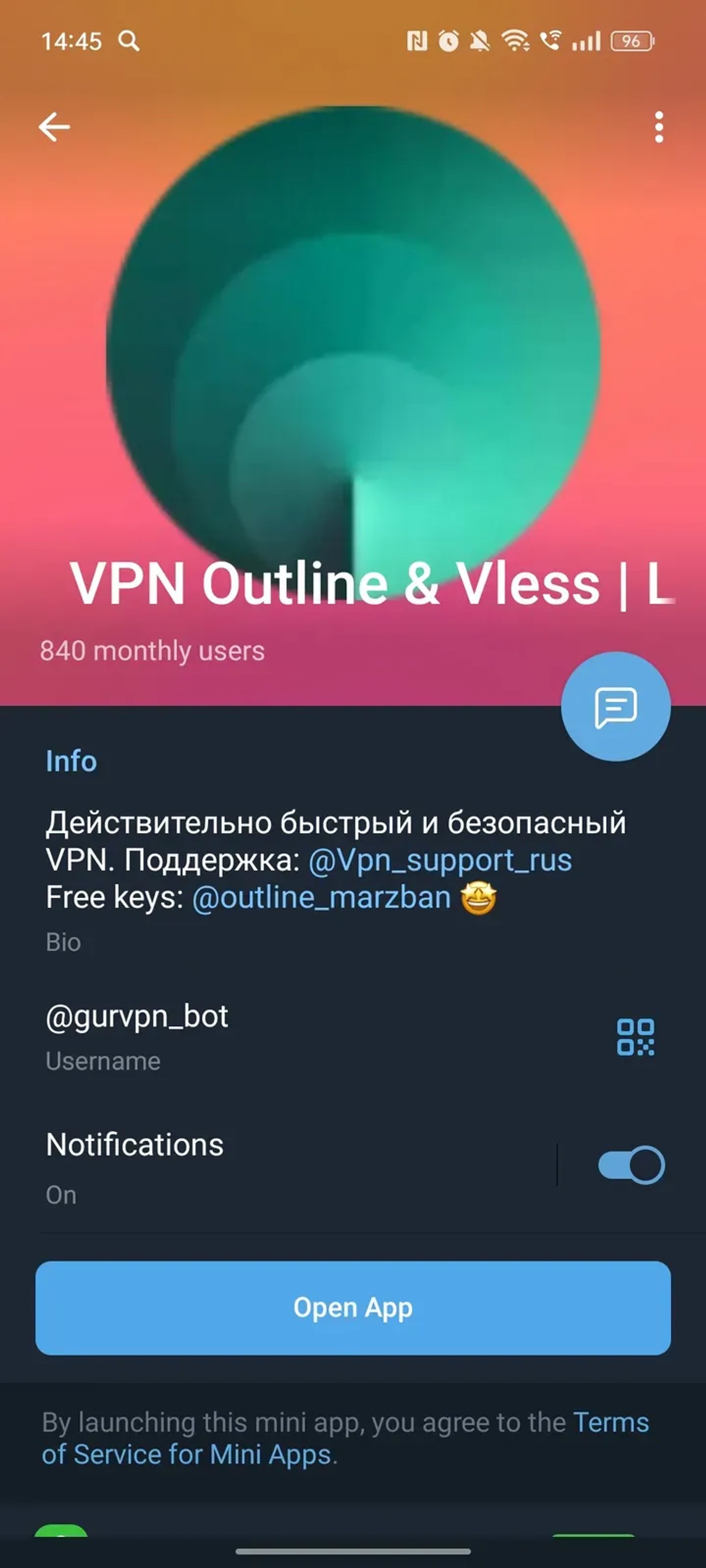 VPN Outline (@gurvpn_bot) Telegram Screenshot 4