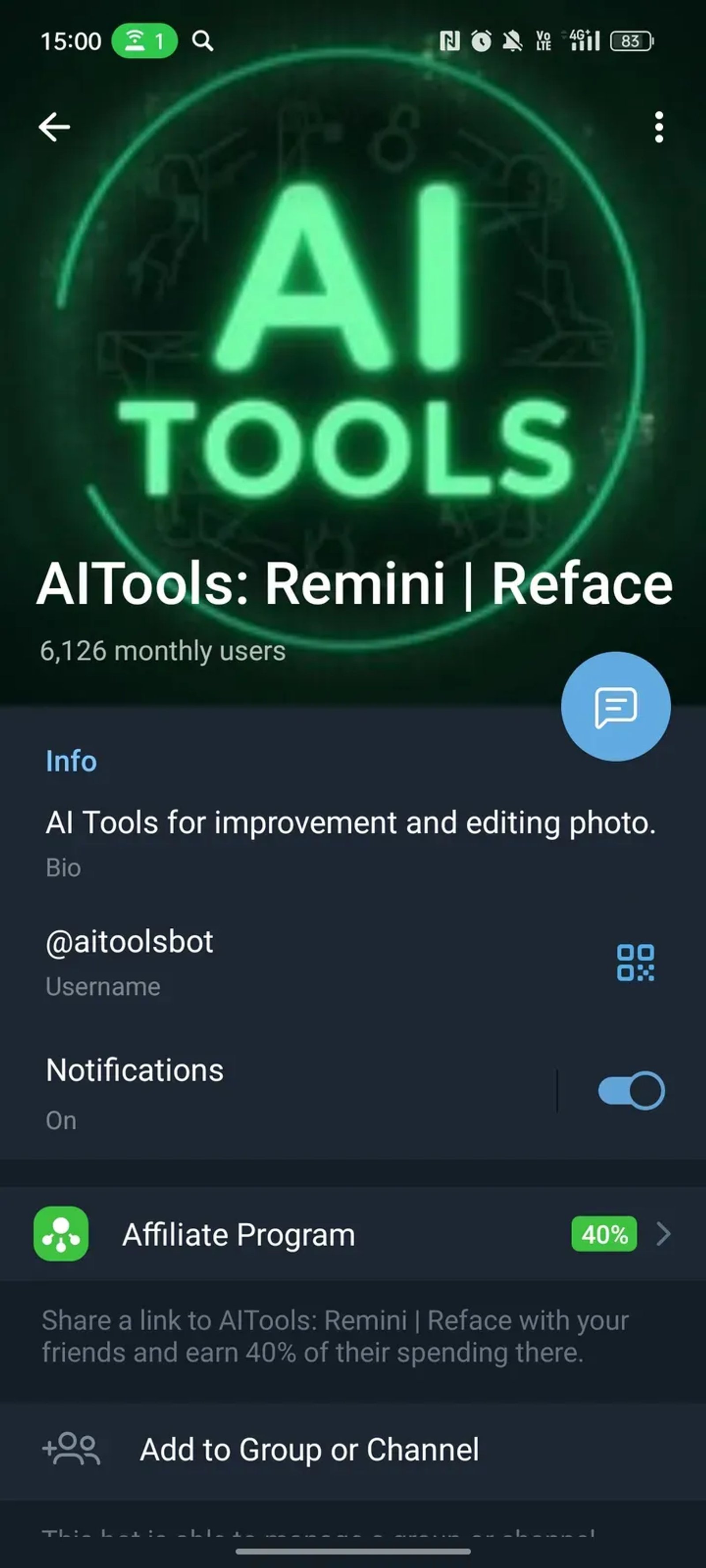 AITools: Remini | Reface в Телеграм — скриншот 4